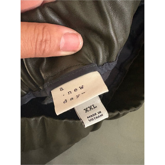 a new day Vegan Leather Straight Leg Pants in Black