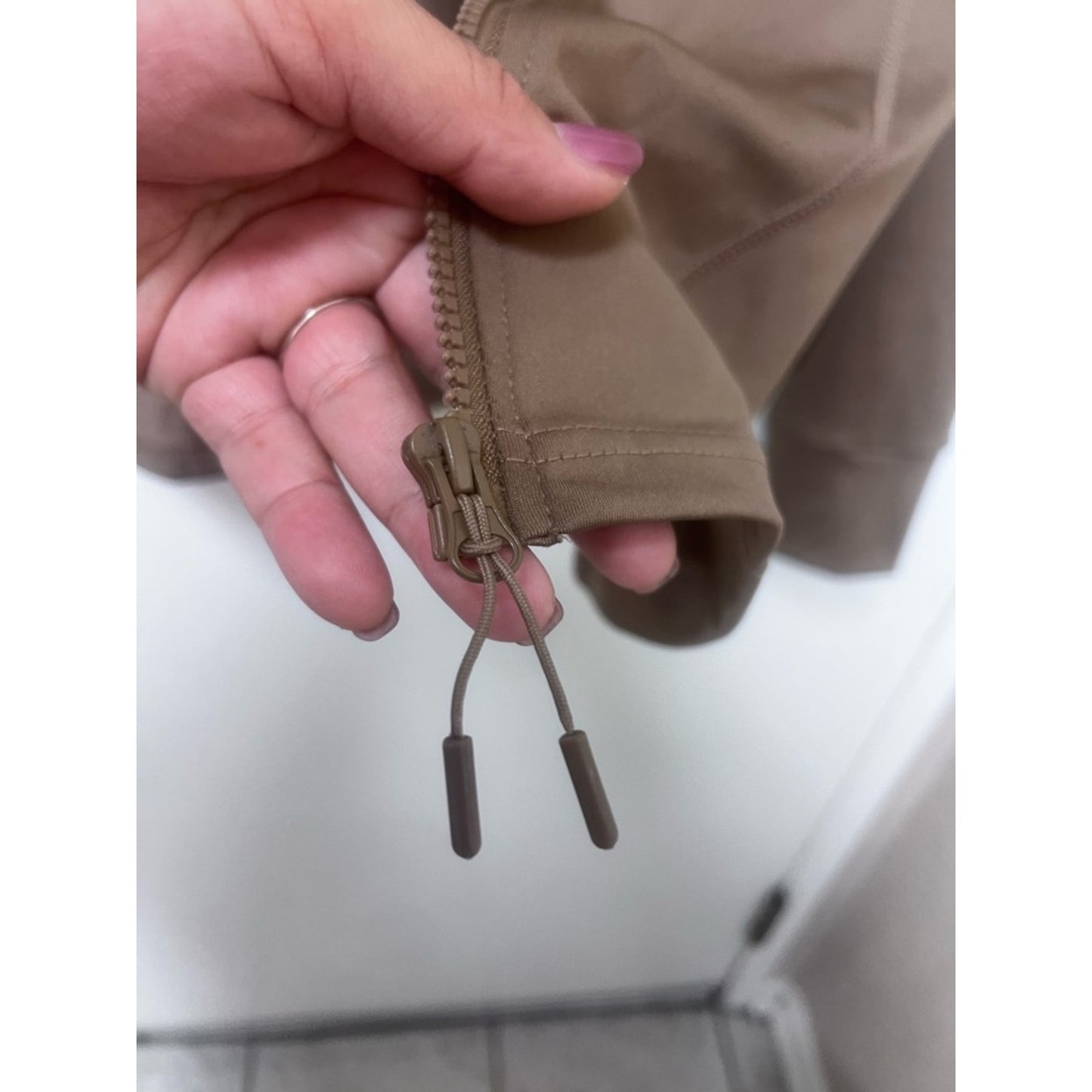 Women's Taupe Hooded Varsity Jacket