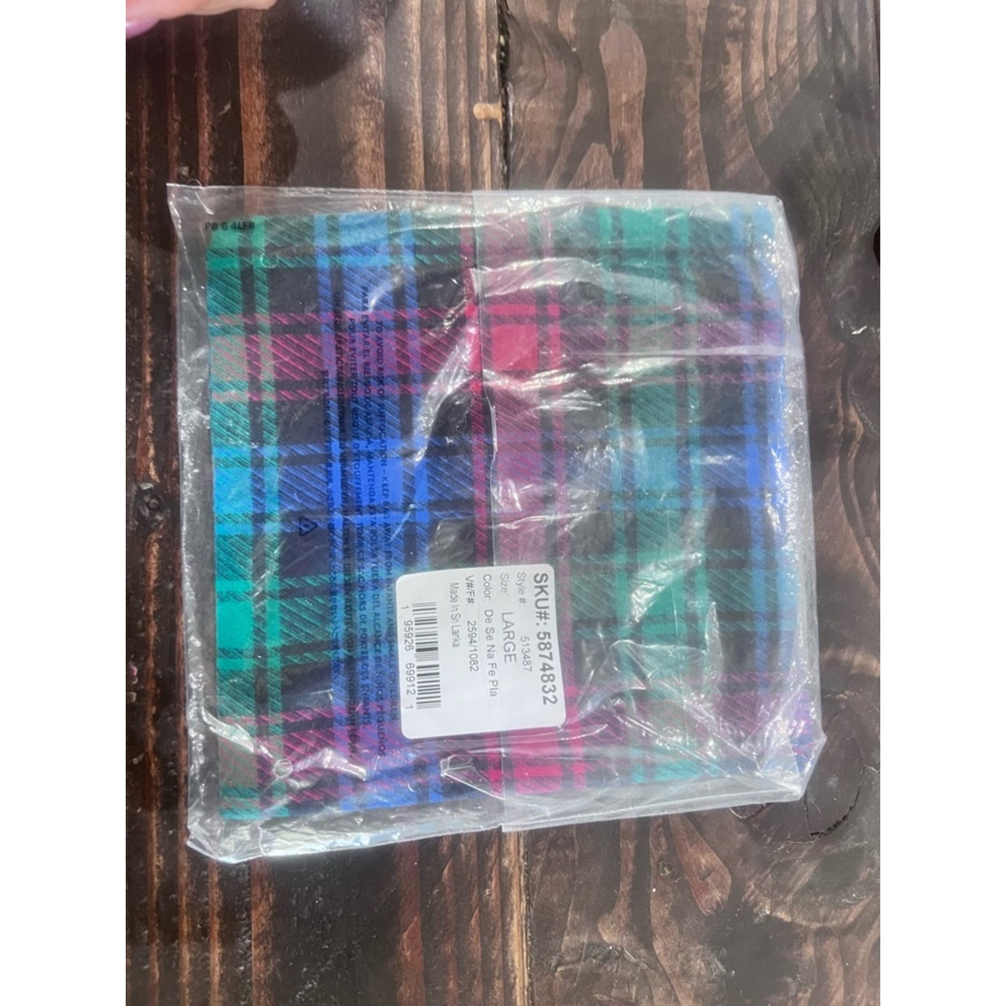 Lands' End Tartan Plaid Scarf in Blue, Green & Pink