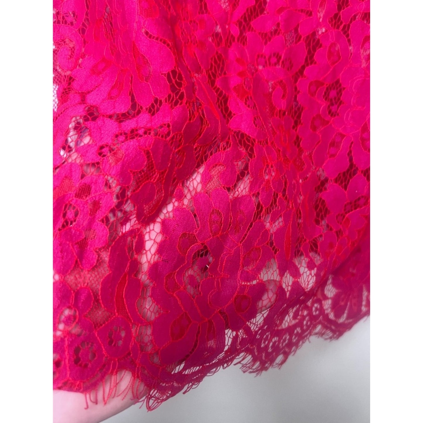 Fuchsia Floral Lace Short Sleeve Blouse - Women