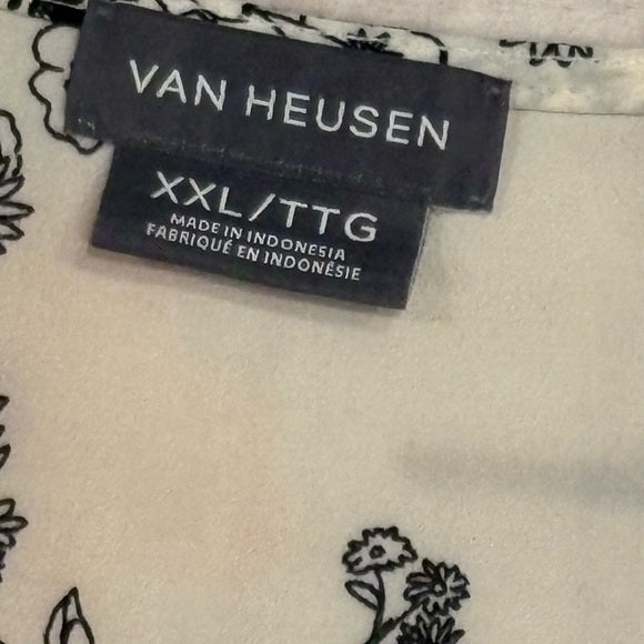 Van Heusen Cream Tank Top with Navy Floral Print