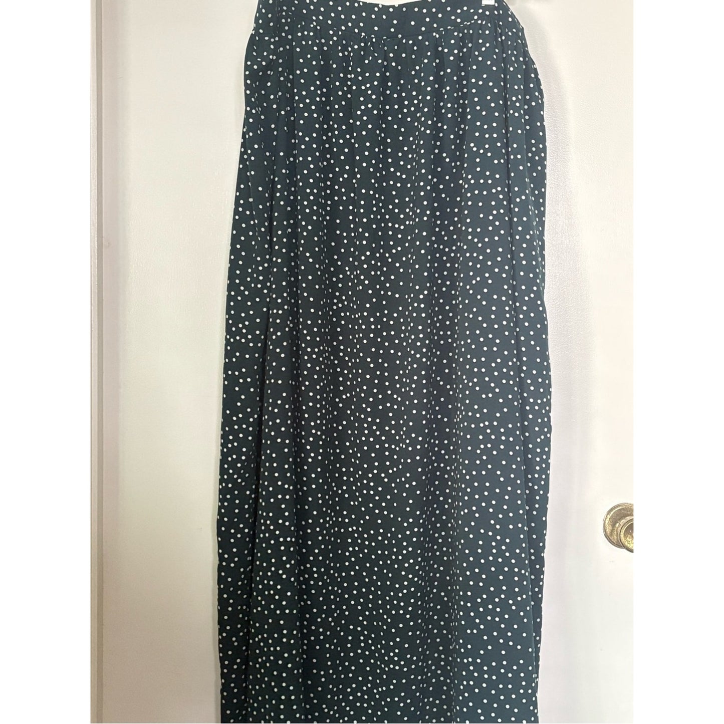 SHEIN Black Maxi Skirt with White Polka Dots