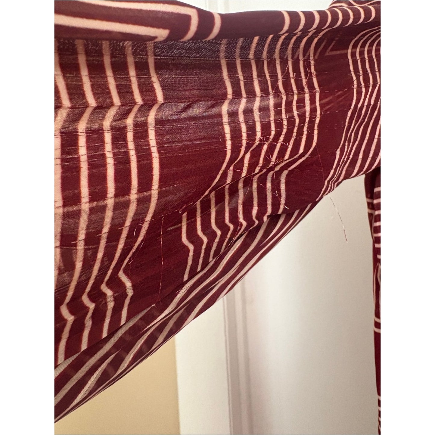 H&M Burgundy Geometric High-Neck Blouse