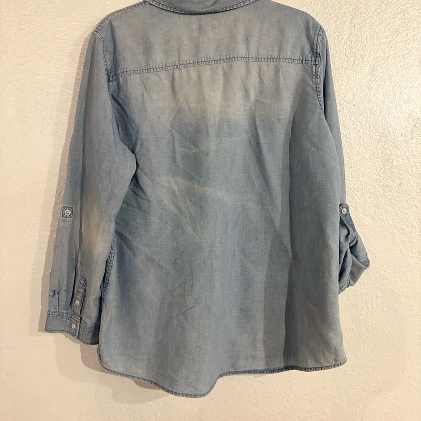 Chico's Light Wash Denim Button-Down Shirt