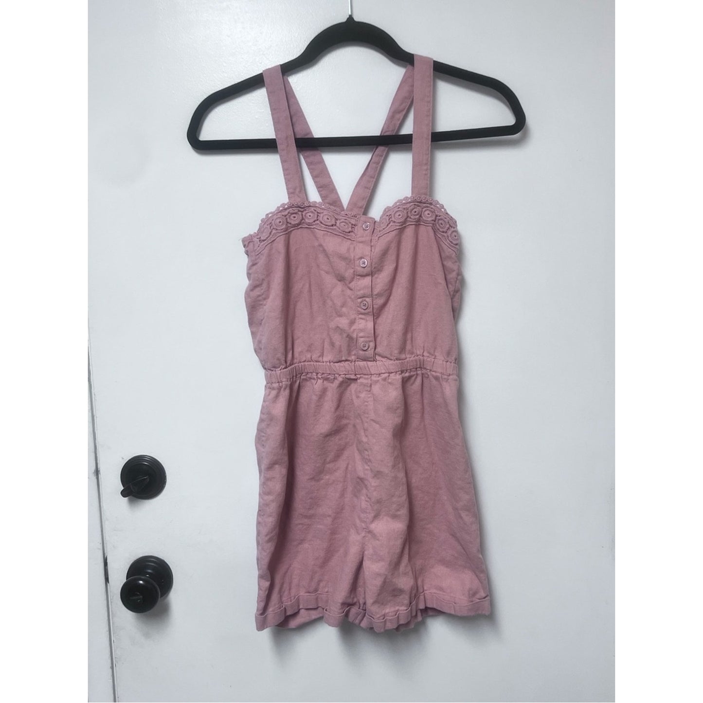 Old Navy Dusty Mauve Crochet-Trim Girls Romper