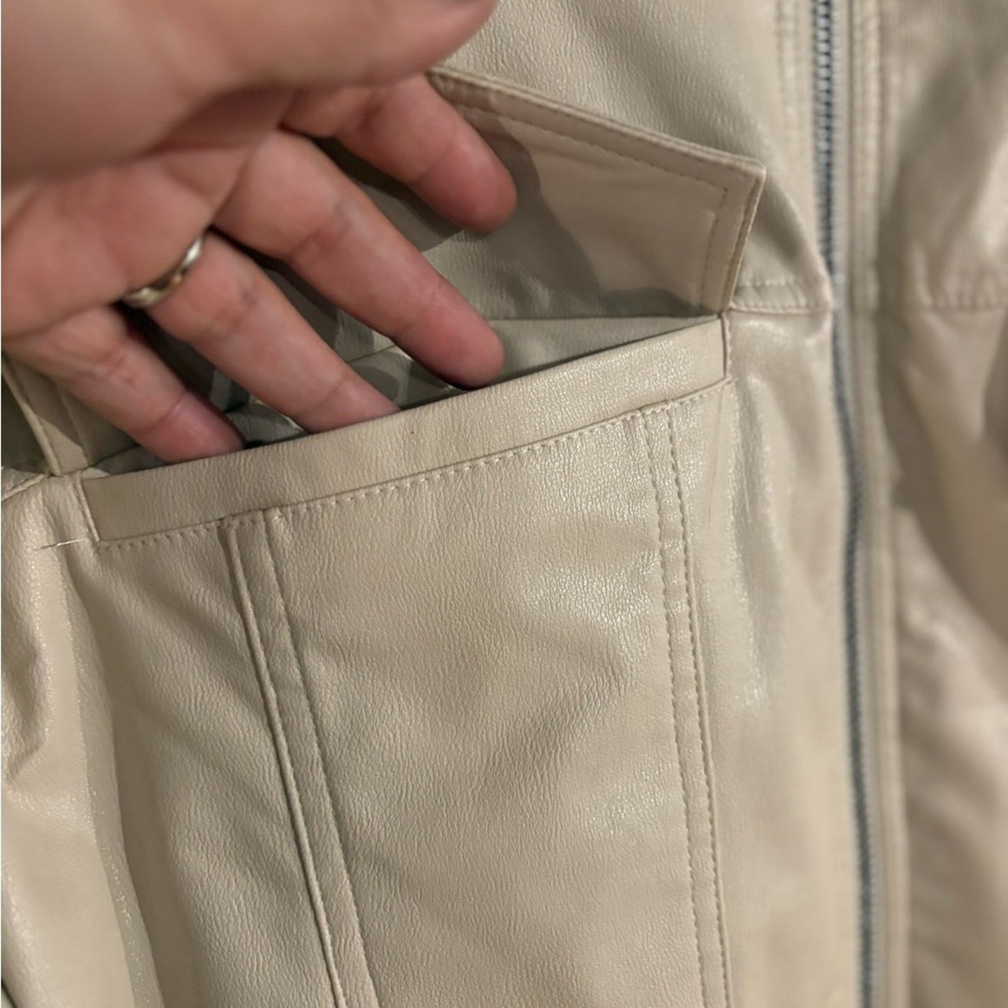 Forever 21 Beige Faux Leather Zip Jacket