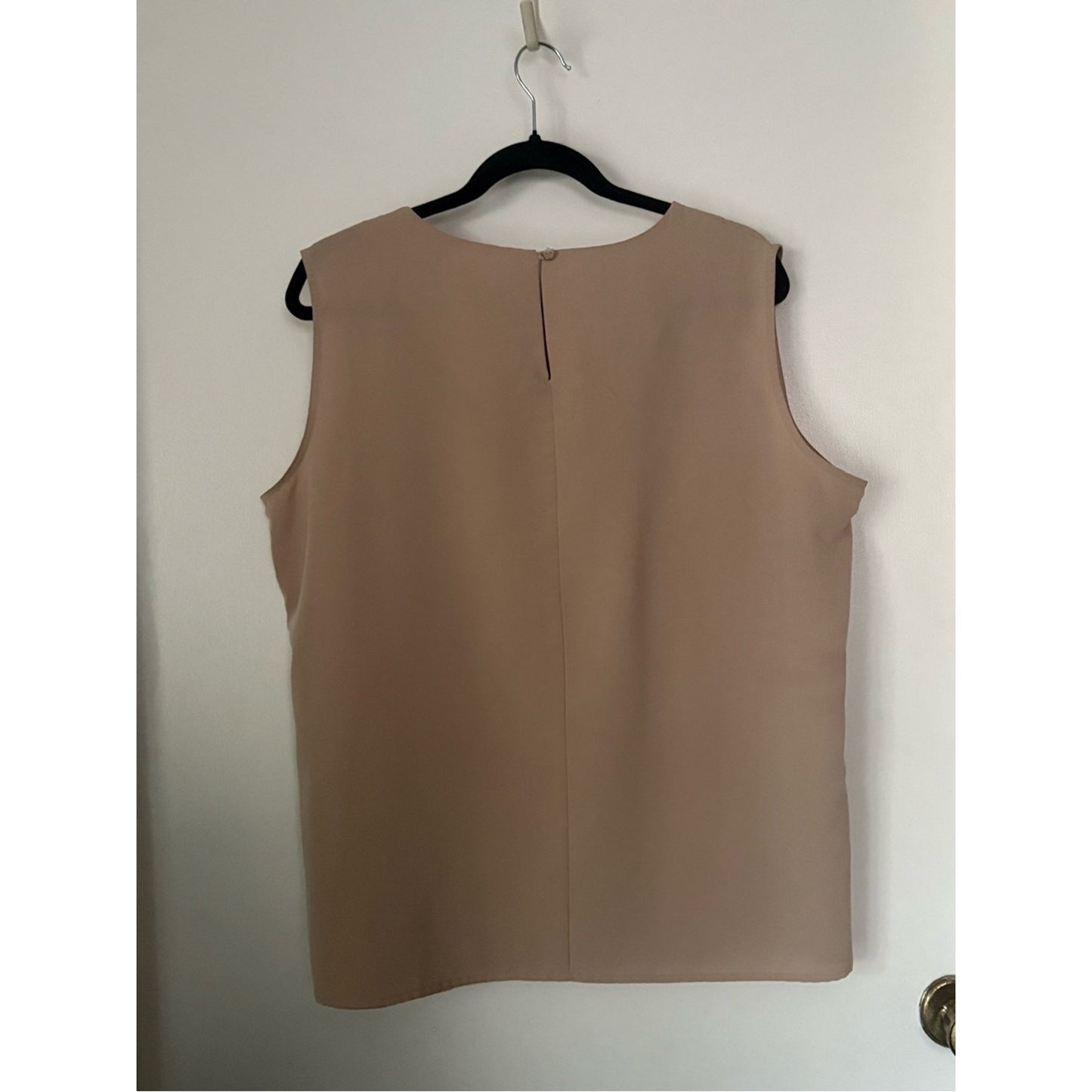 Notations Sleeveless Chiffon Shell Top in Taupe Beige