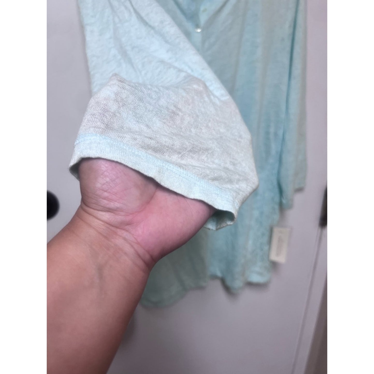 Sonoma Light Blue Lace Sleeve Henley Tunic