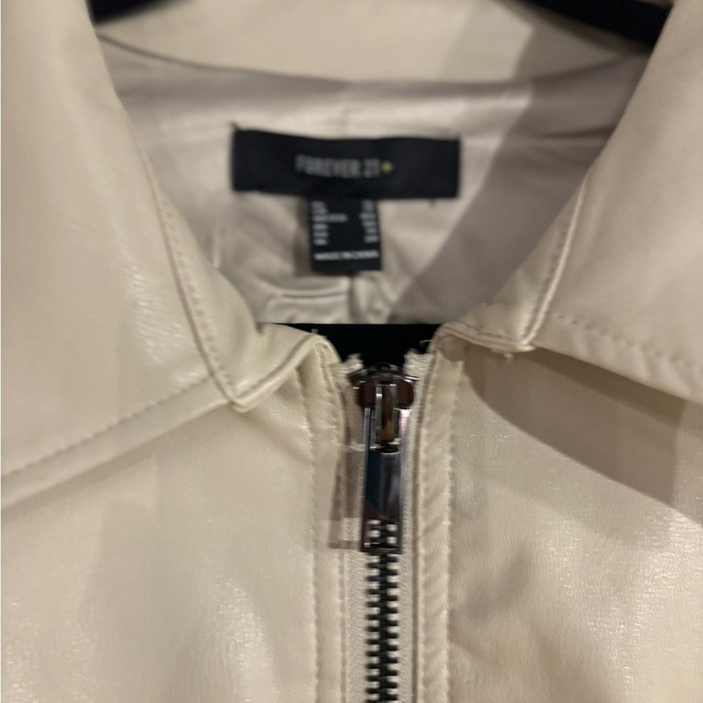 Forever 21 Beige Faux Leather Zip Jacket