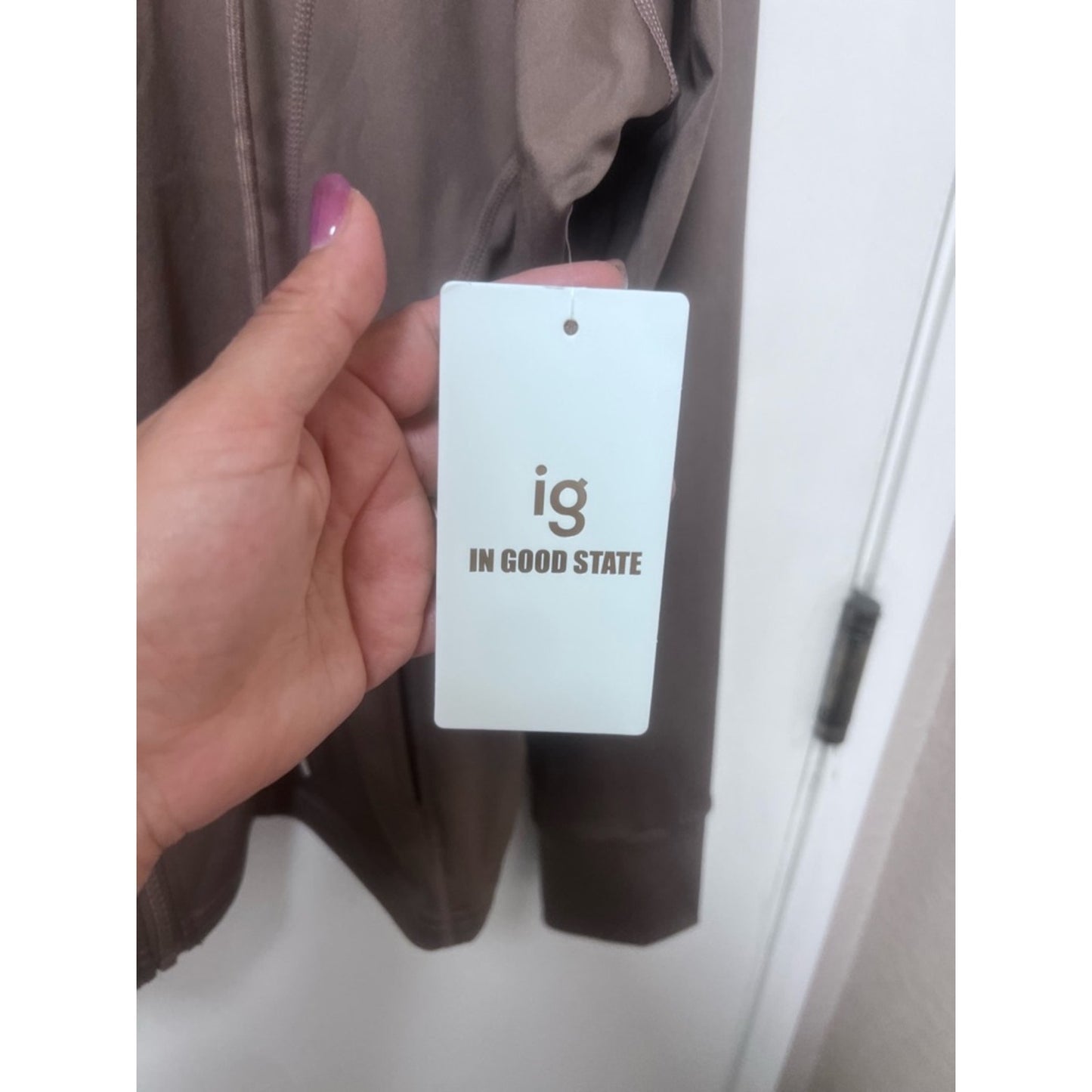 Women's Taupe Hooded Varsity Jacket