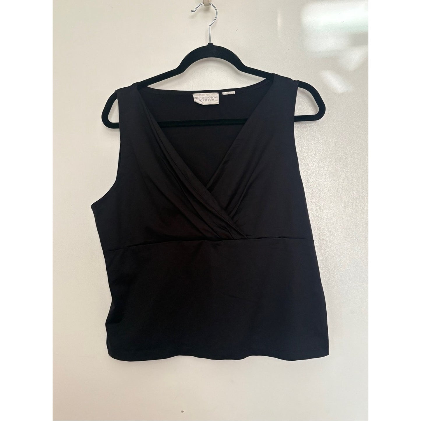 Worthington Black Sleeveless Wrap-Front Camisole