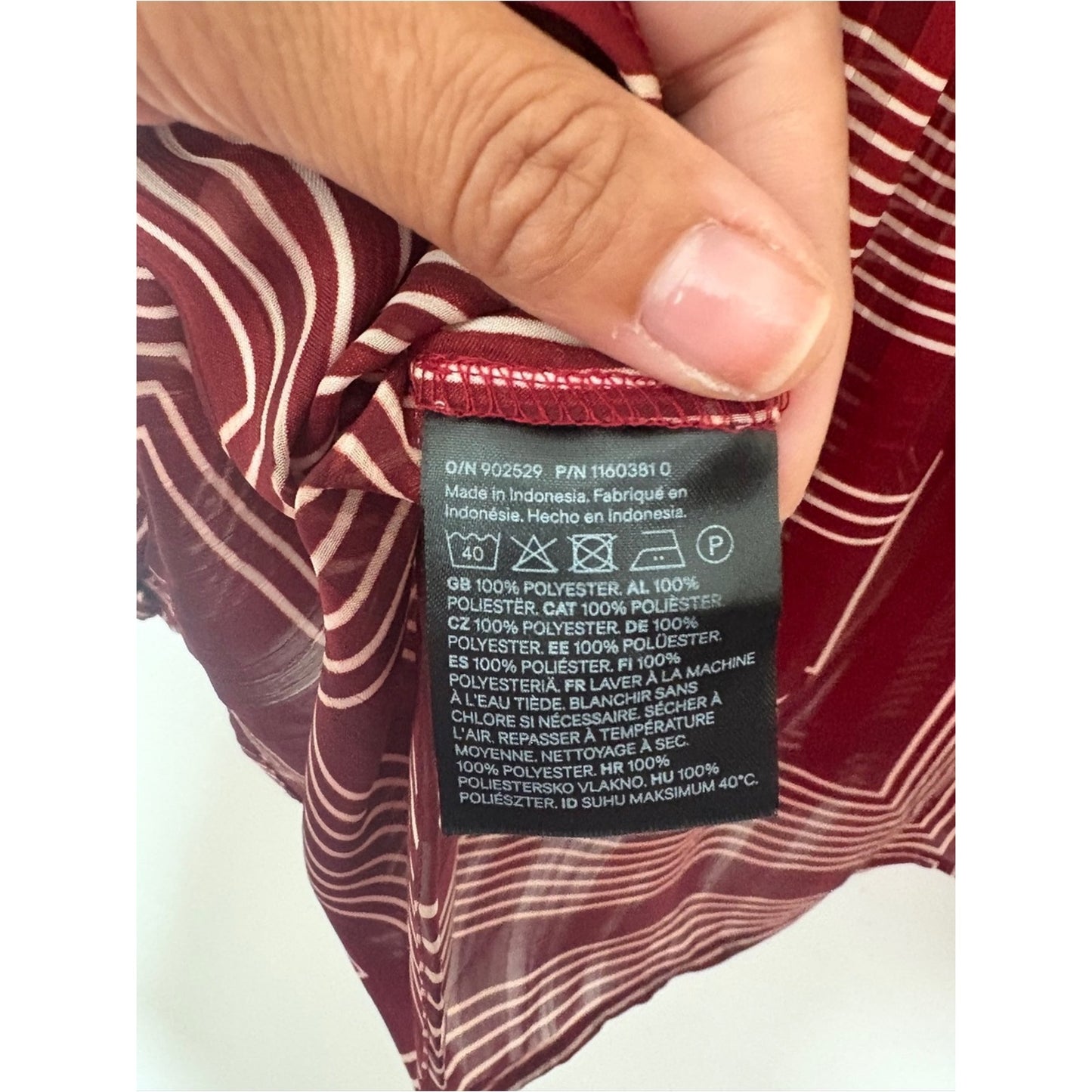 H&M Burgundy Geometric High-Neck Blouse
