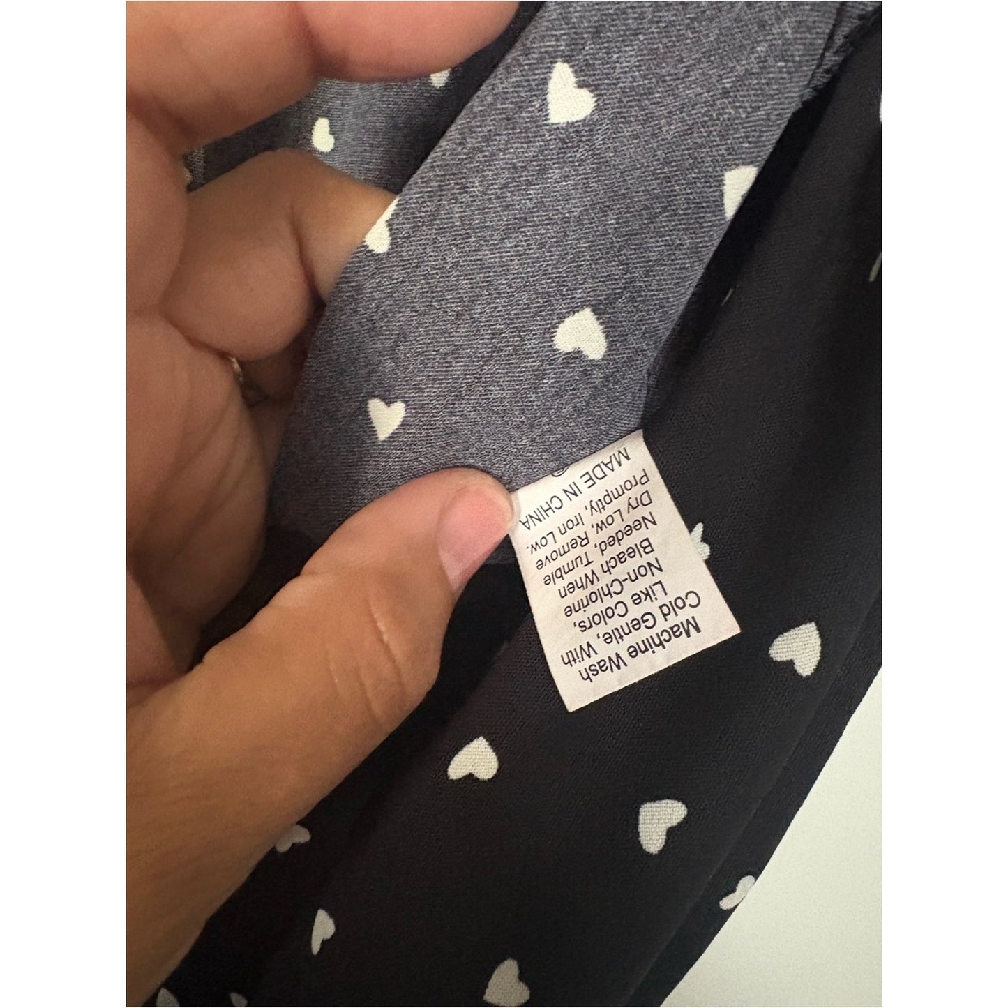 SHEIN Black Midi Dress with White Heart Print