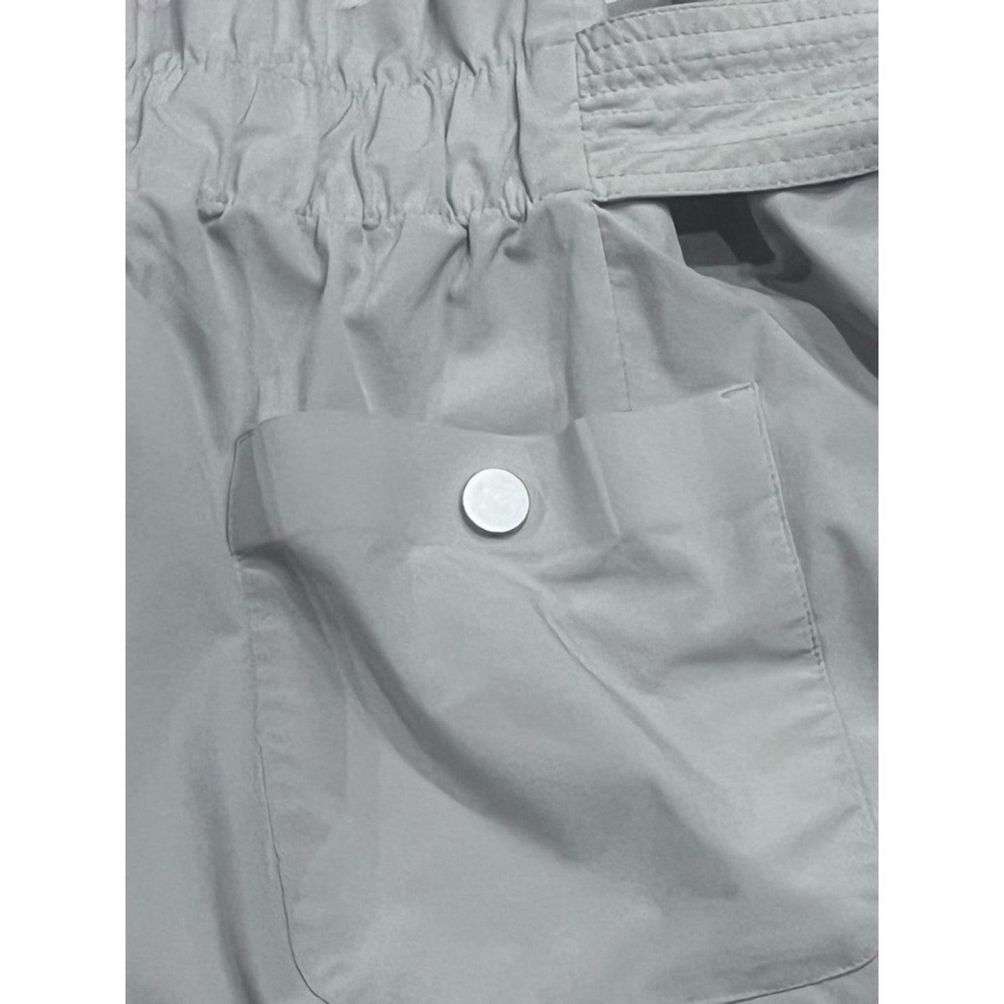 Athleta Light Gray Paperbag-Waist High-Rise Shorts with Tie Belt