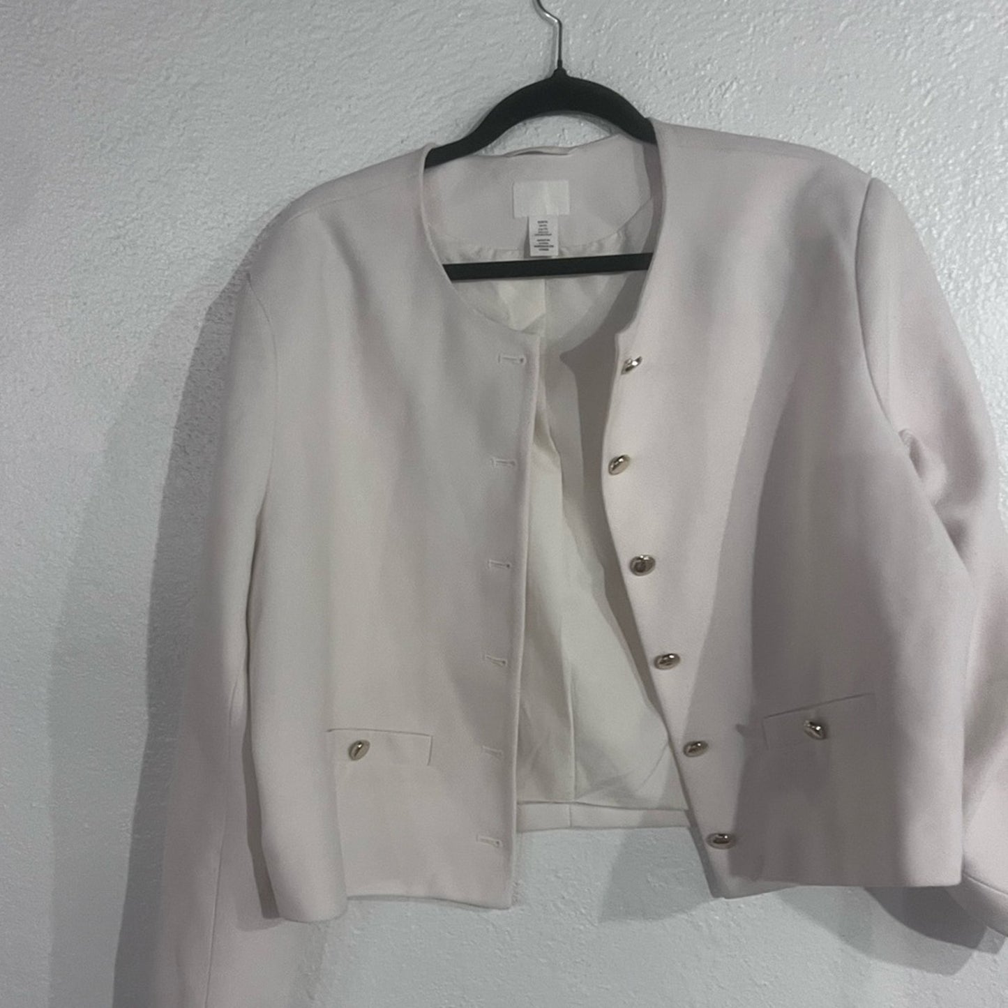 H&M Collarless Blazer with Gold Buttons