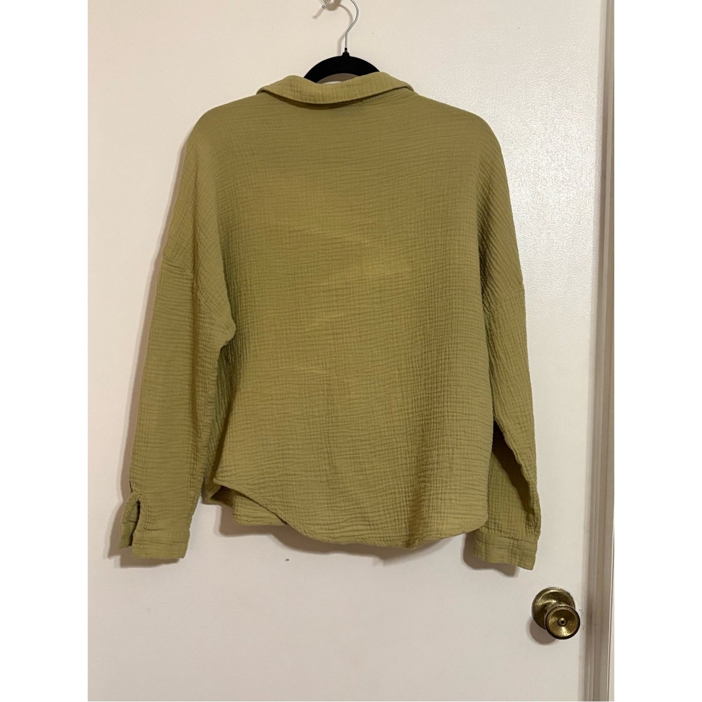 White Fox Boutique Olive-Green Gauze Button-Down Shirt