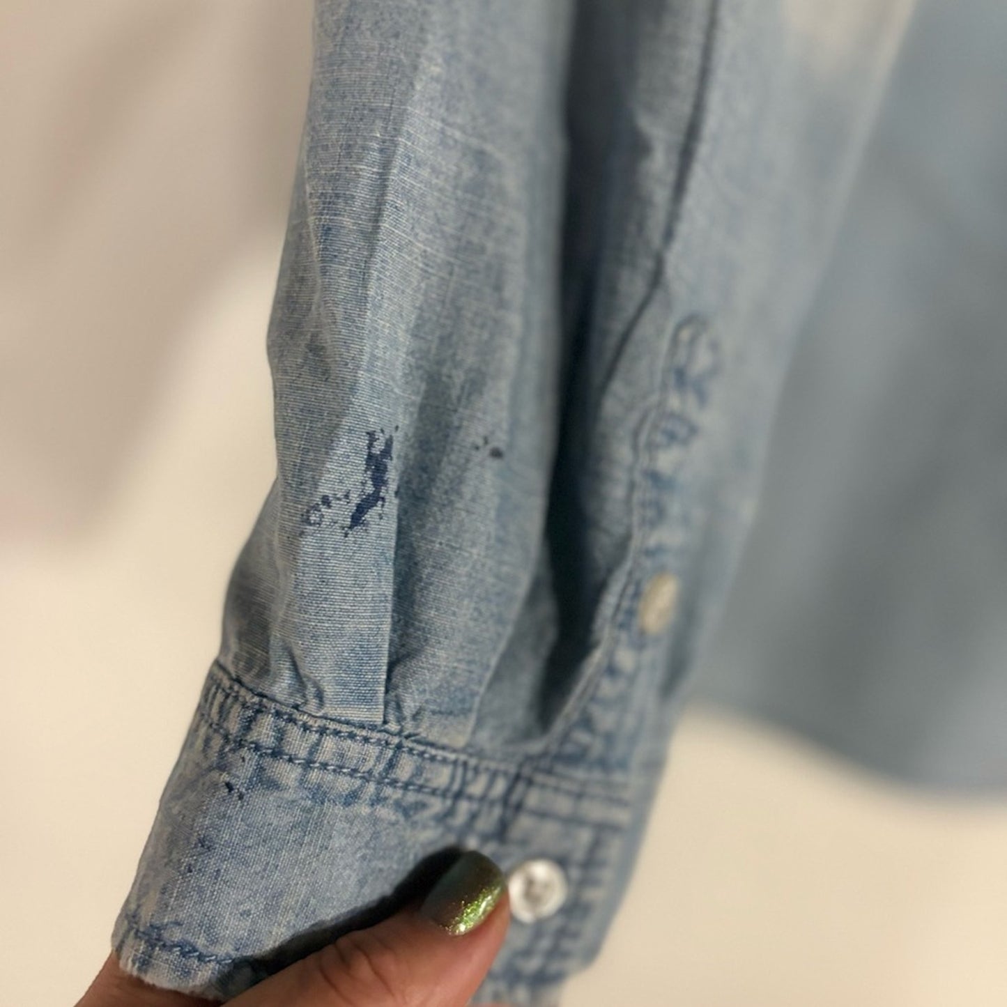 Chico's Light Wash Denim Button-Down Shirt