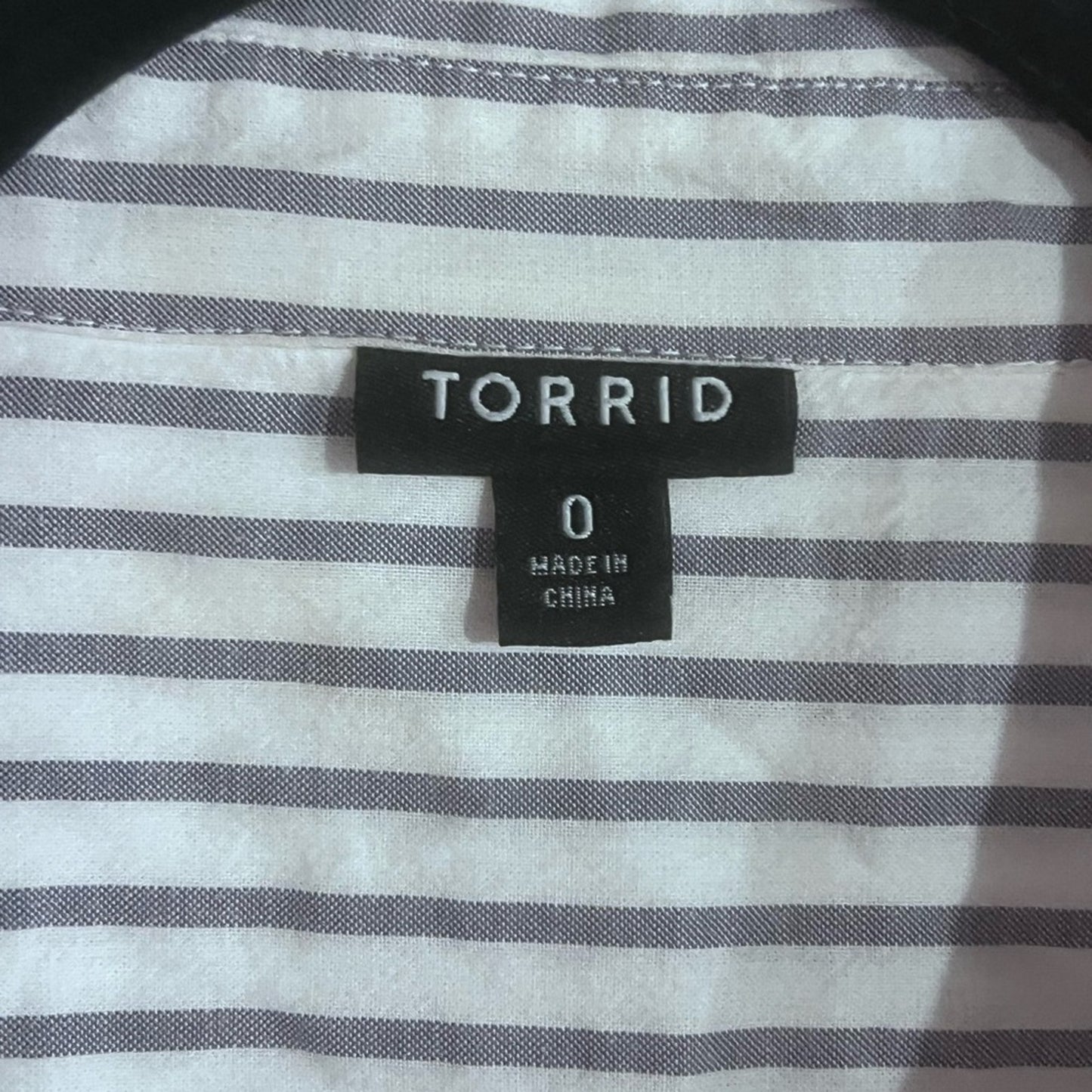 Torrid light blue and White Stripe button-up