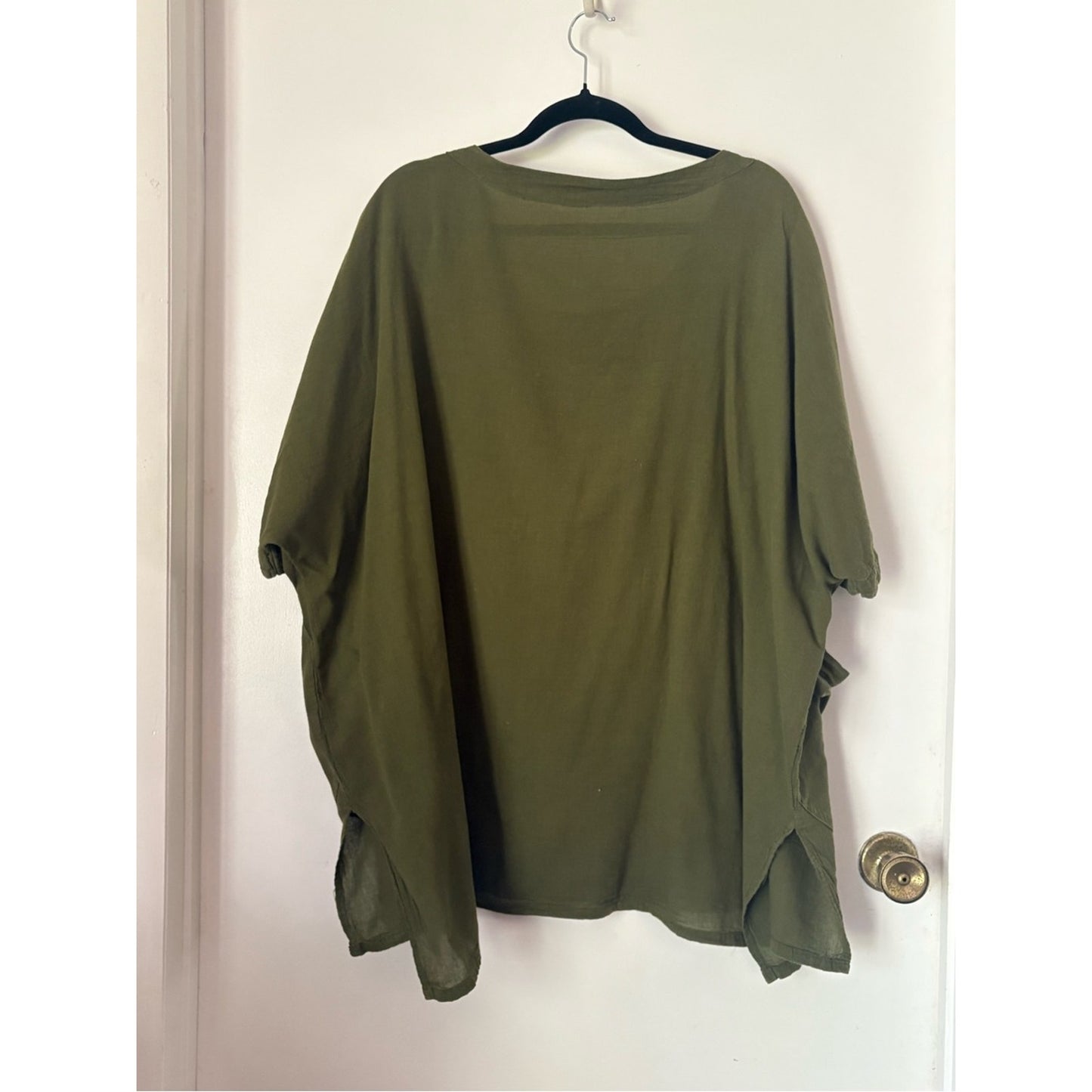 LINEN Olive Green Relaxed Tunic with Side Pockets