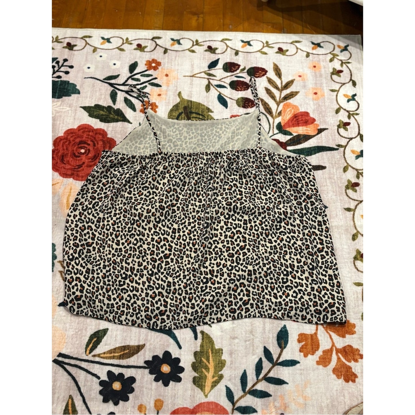 LOFT Beige and Black Leopard Print A-Line Skirt