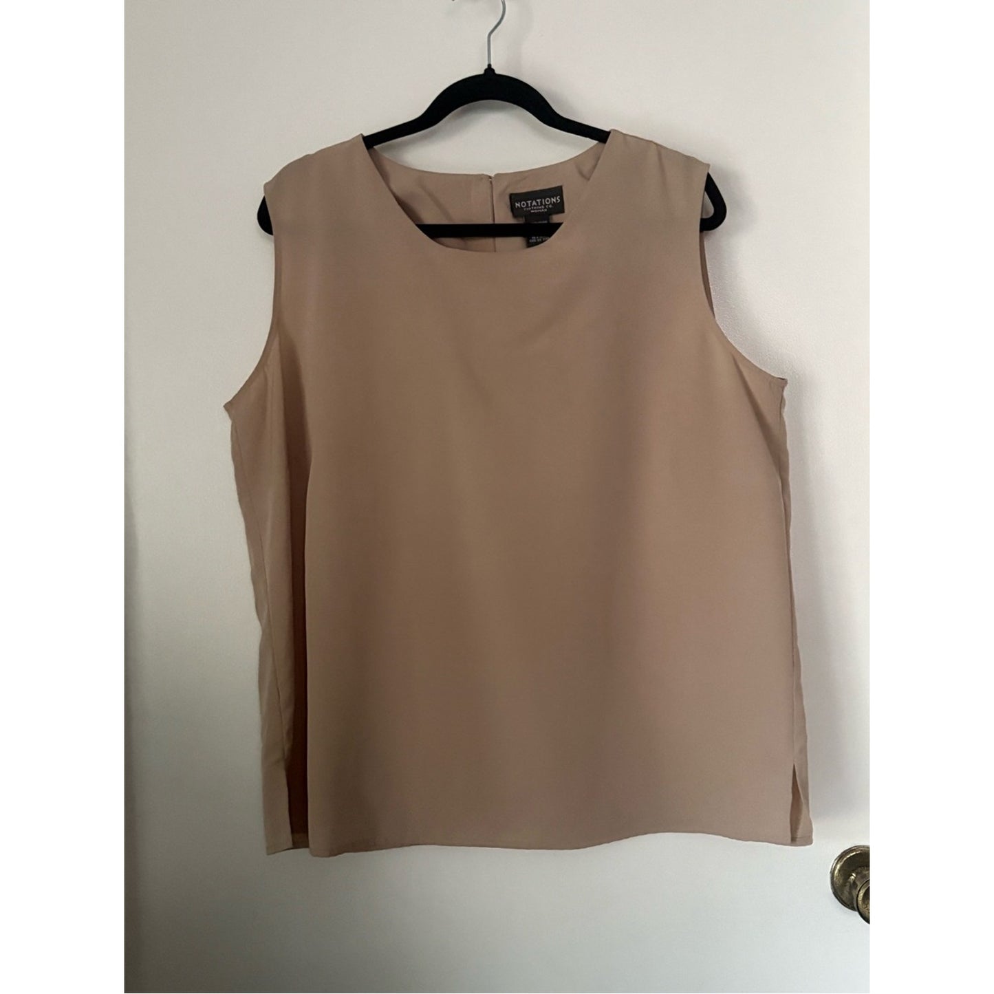 Notations Sleeveless Chiffon Shell Top in Taupe Beige
