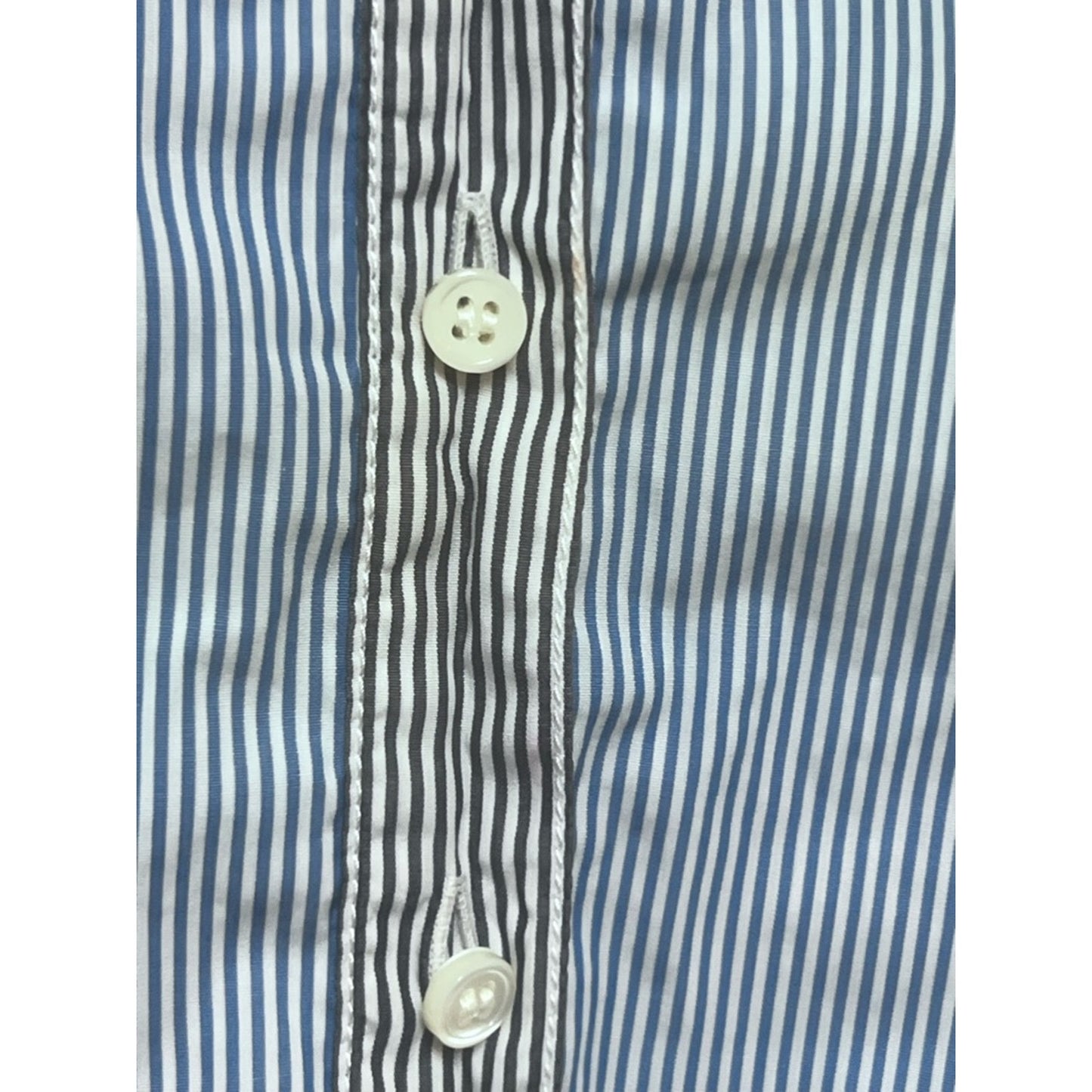 JCrew Blue and White Striped Button-Front Shirt with Blue Bib