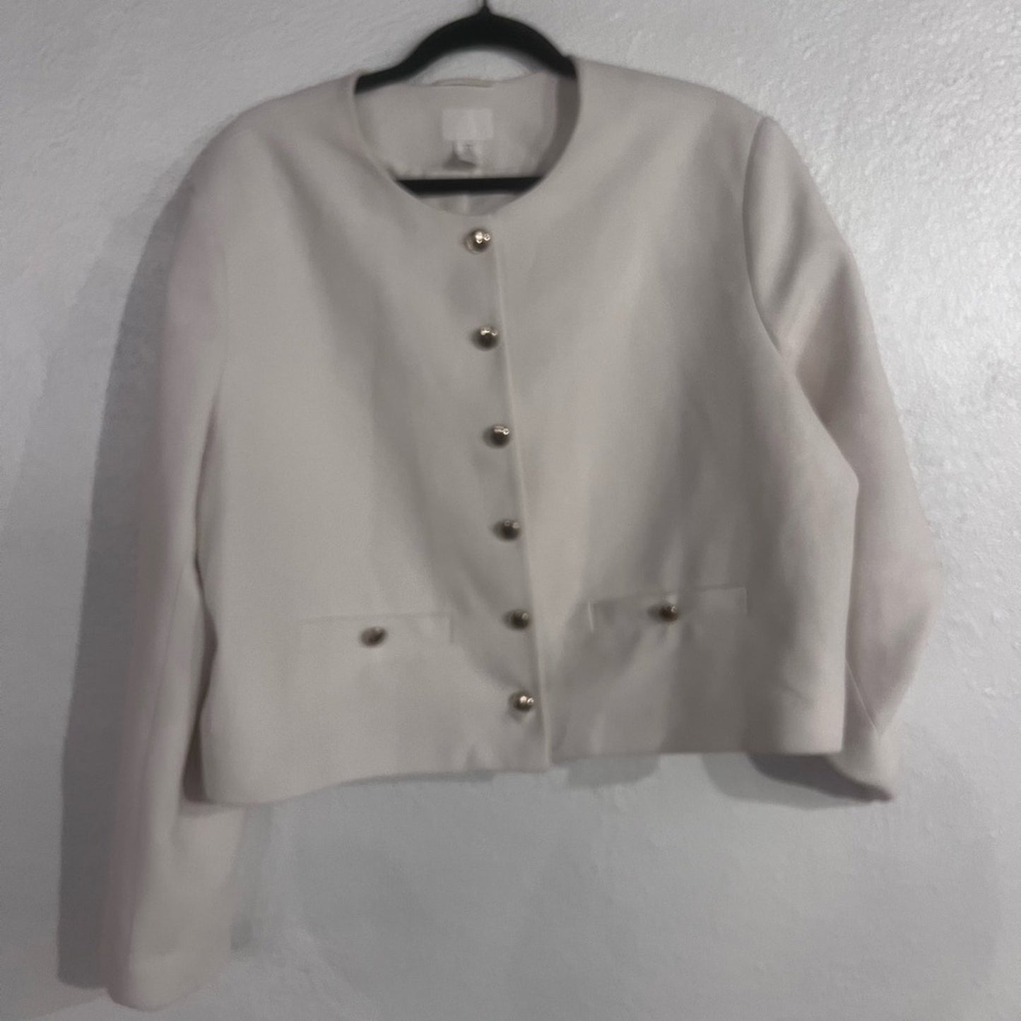 H&M Collarless Blazer with Gold Buttons
