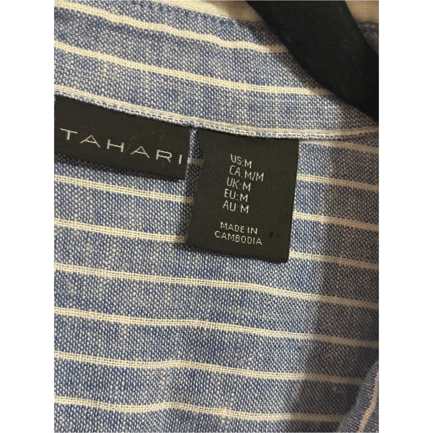 Tahari Blue and White Striped Button-Down Tunic