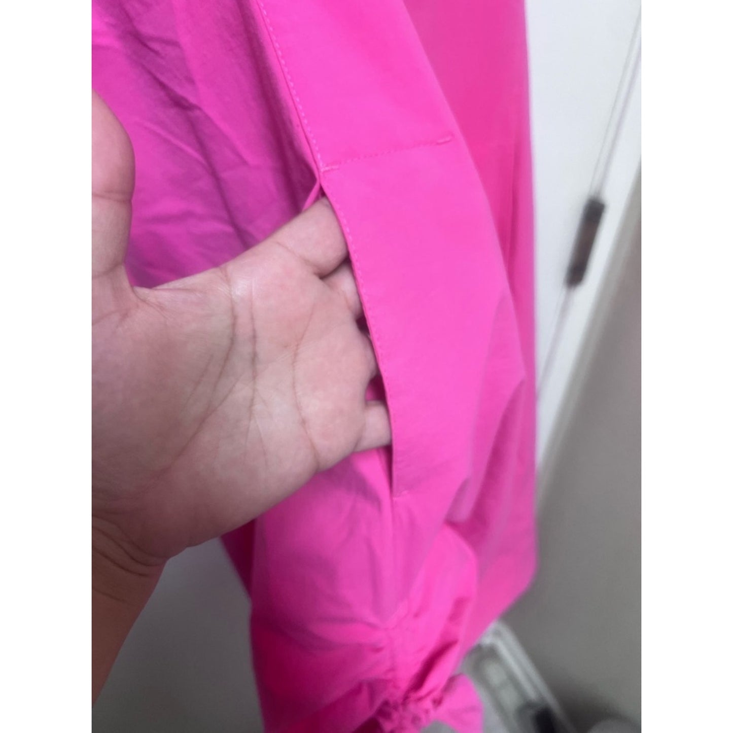 Columbia Fuchsia Sleeveless V-Neck Midi Dress with Side Ruched Tie