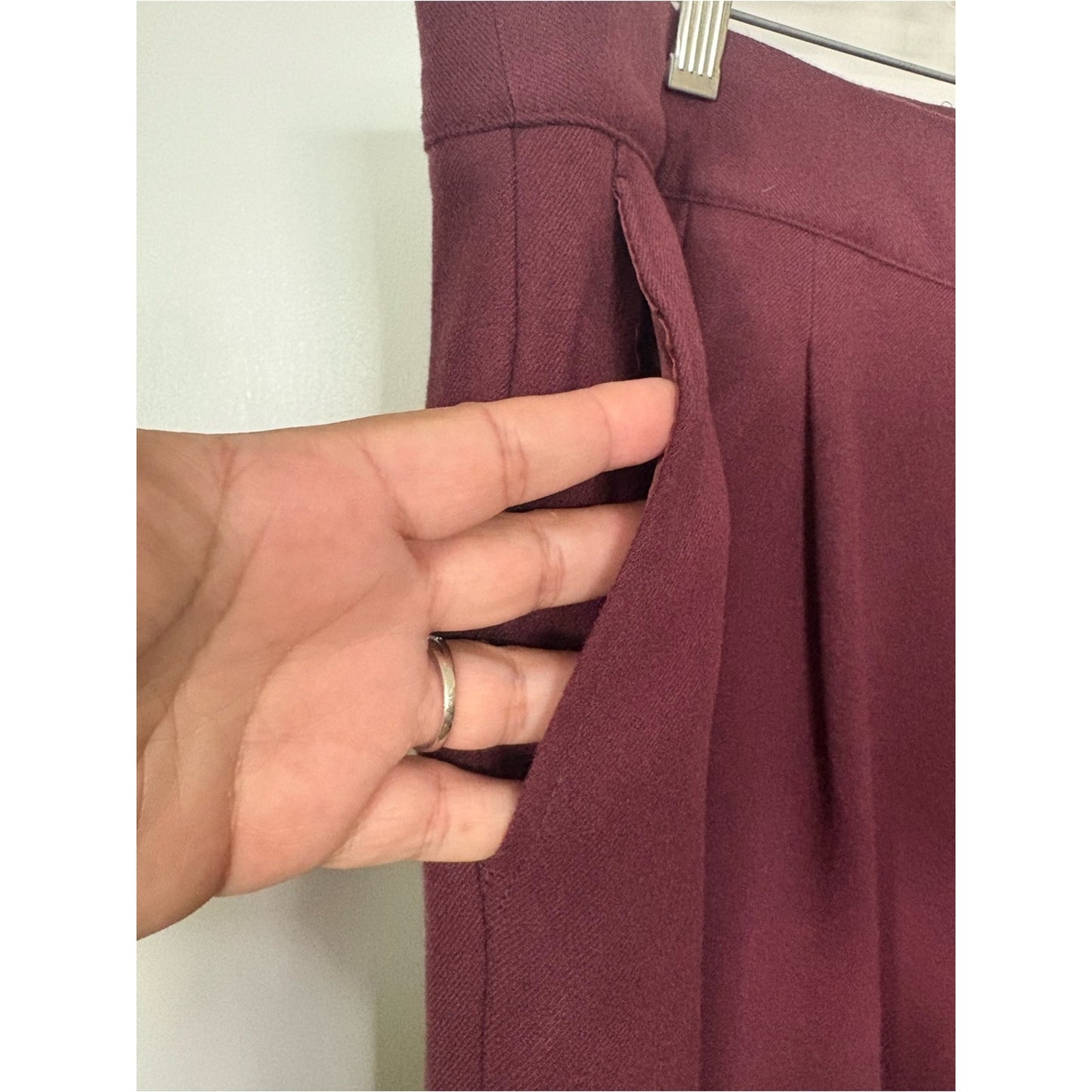 torrid Maroon Pleated High-Rise Trousers