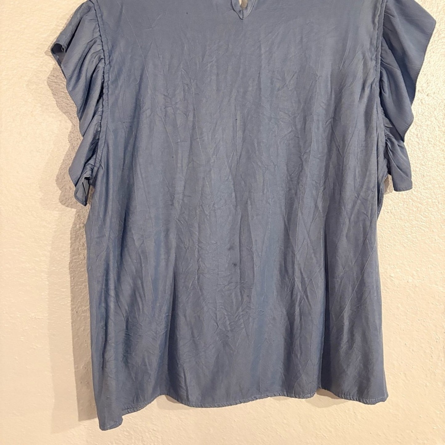 Light Blue Ruffle-Sleeve Women's Tunic Top