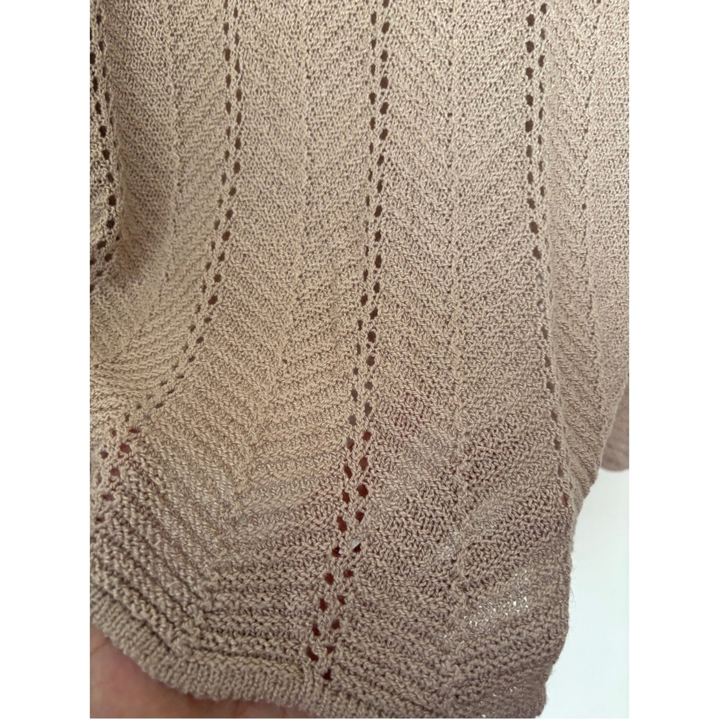 NY Collection Beige Scoop Neck Knit Sweater
