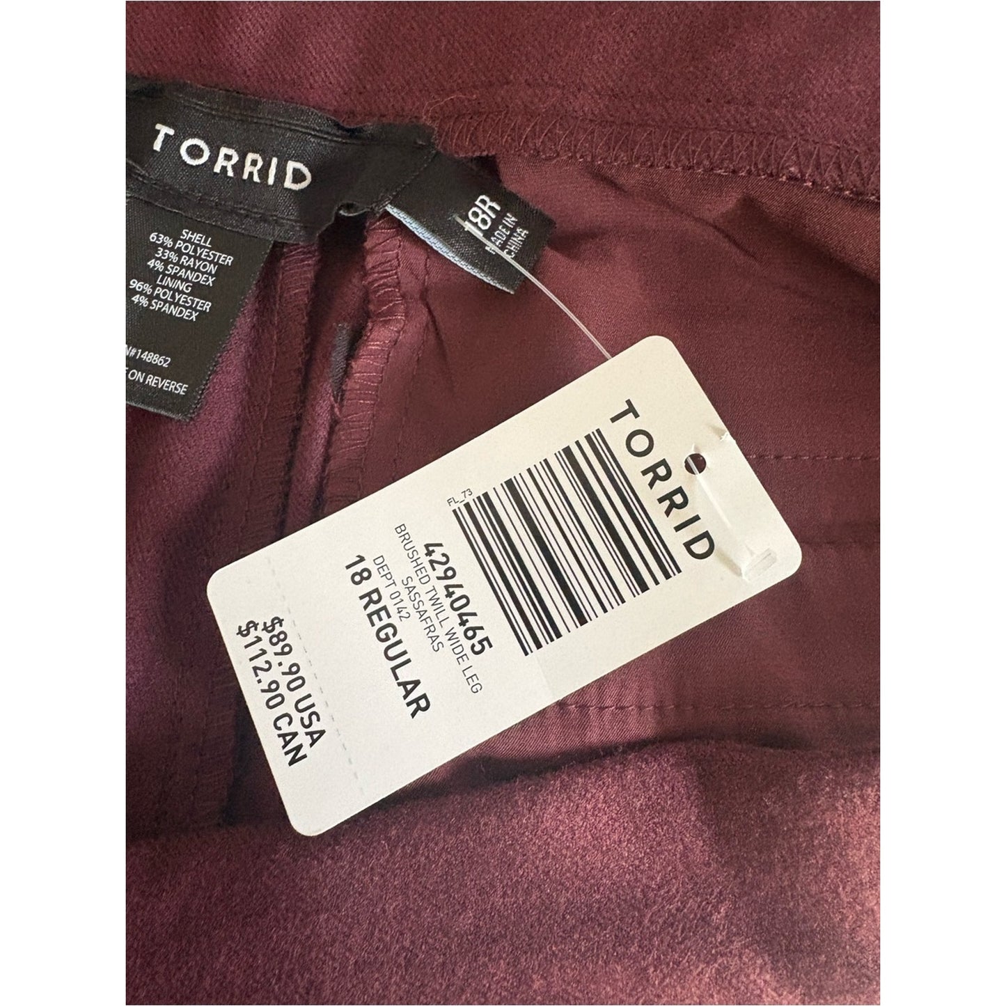 torrid Maroon Pleated High-Rise Trousers