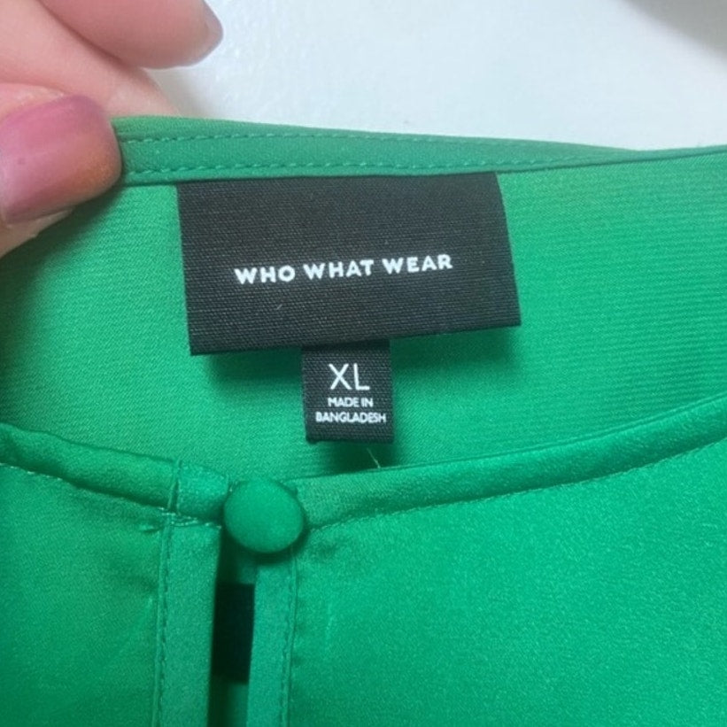 Who What Wear Emerald Green Long-Sleeve Blouse