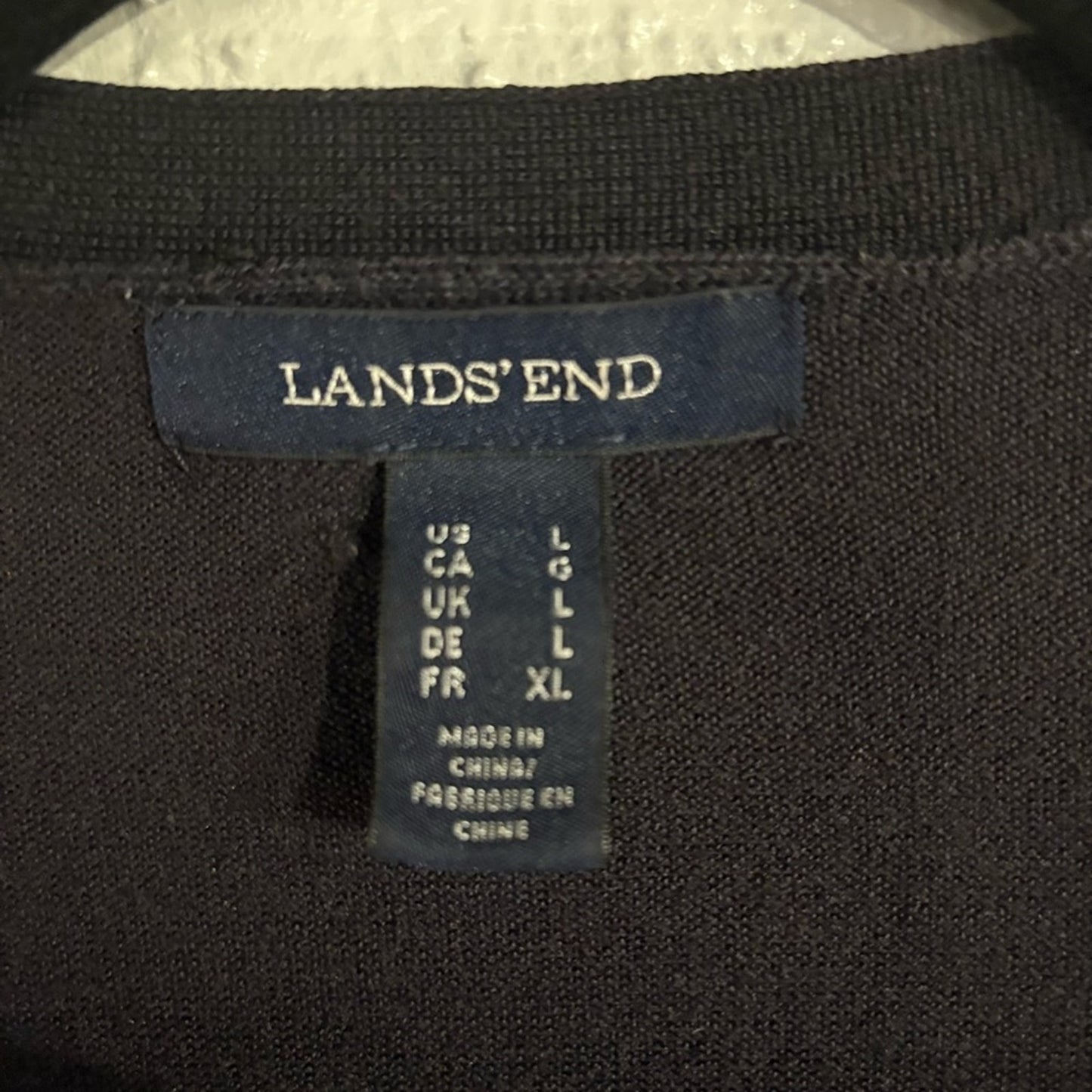 Lands' End Black V-Neck Button-Front Women's Cardigan