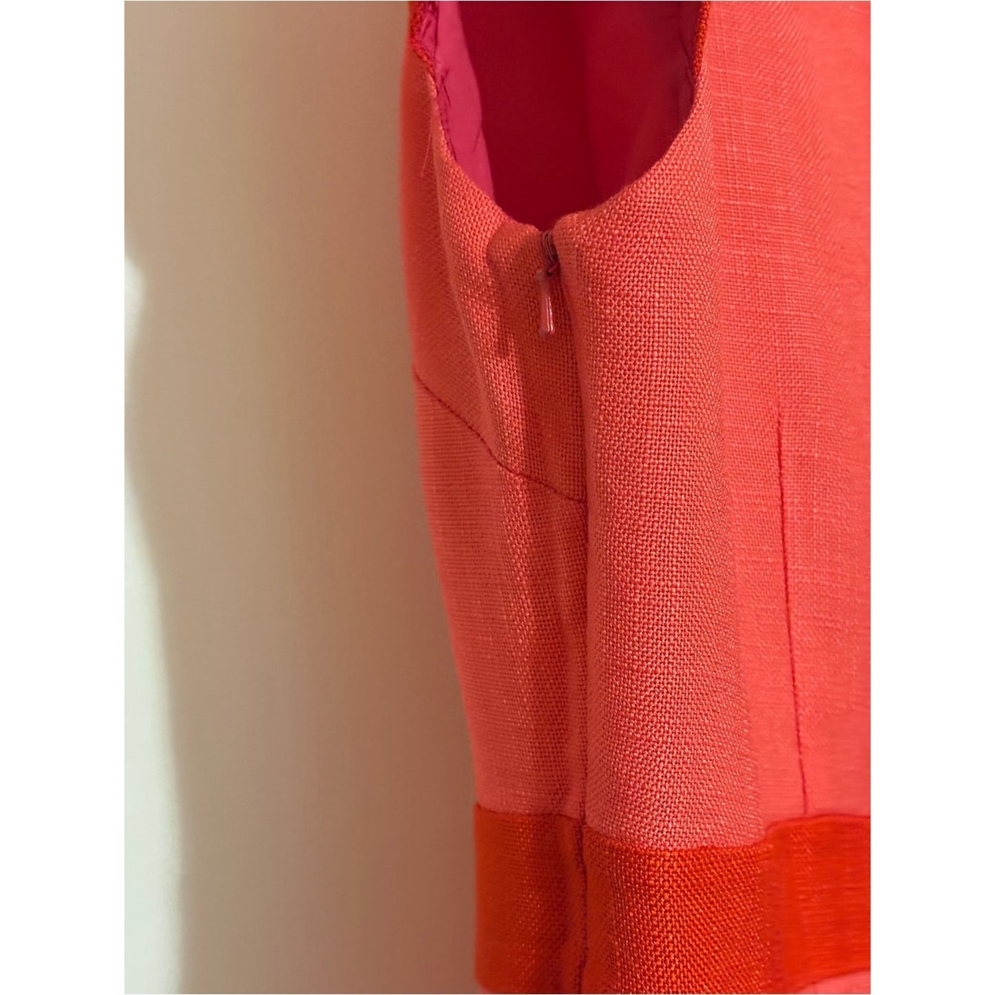 Boden Coral and Red Colorblock Midi Dress