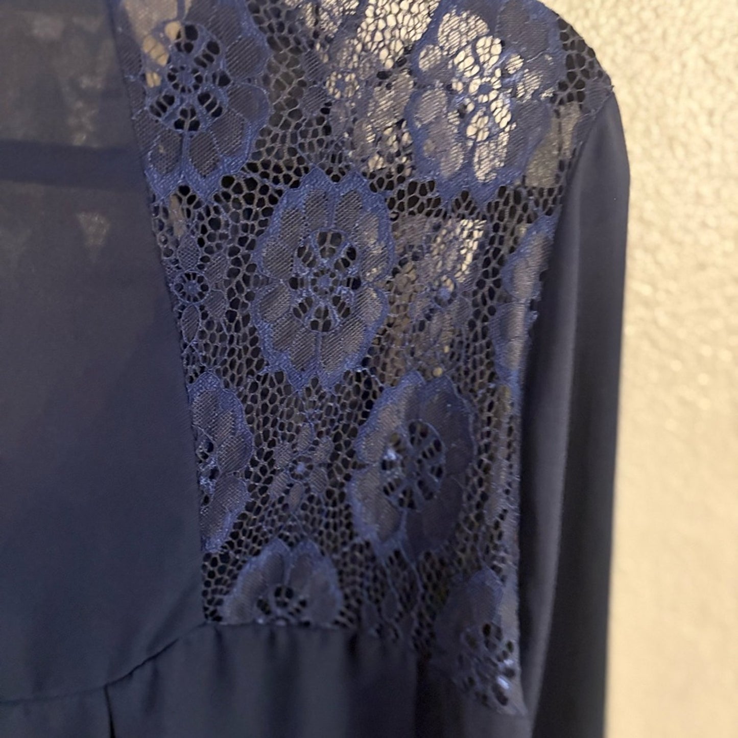 Xhilaration Navy Lace-Yoke V-Neck Tunic Top