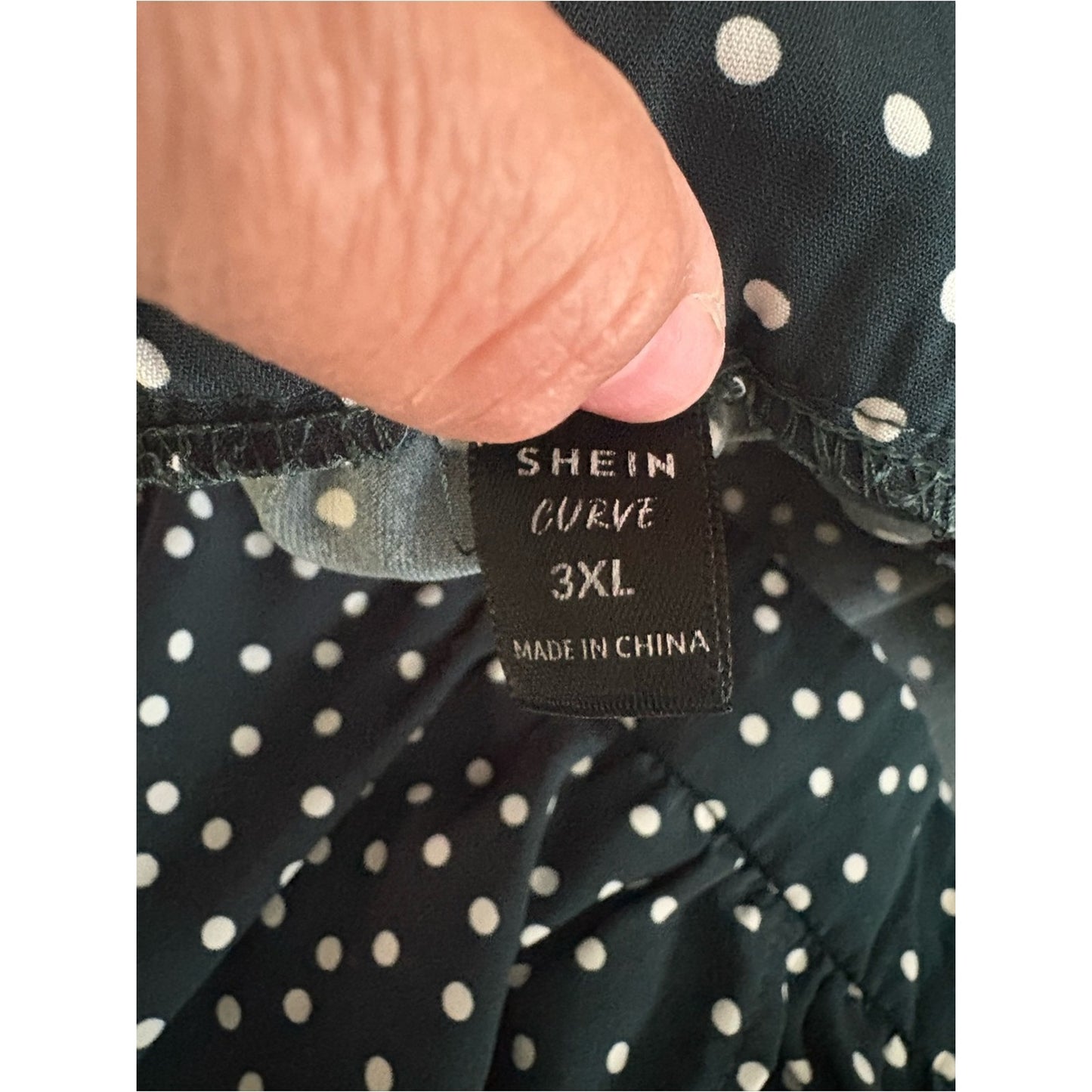 SHEIN Black Maxi Skirt with White Polka Dots