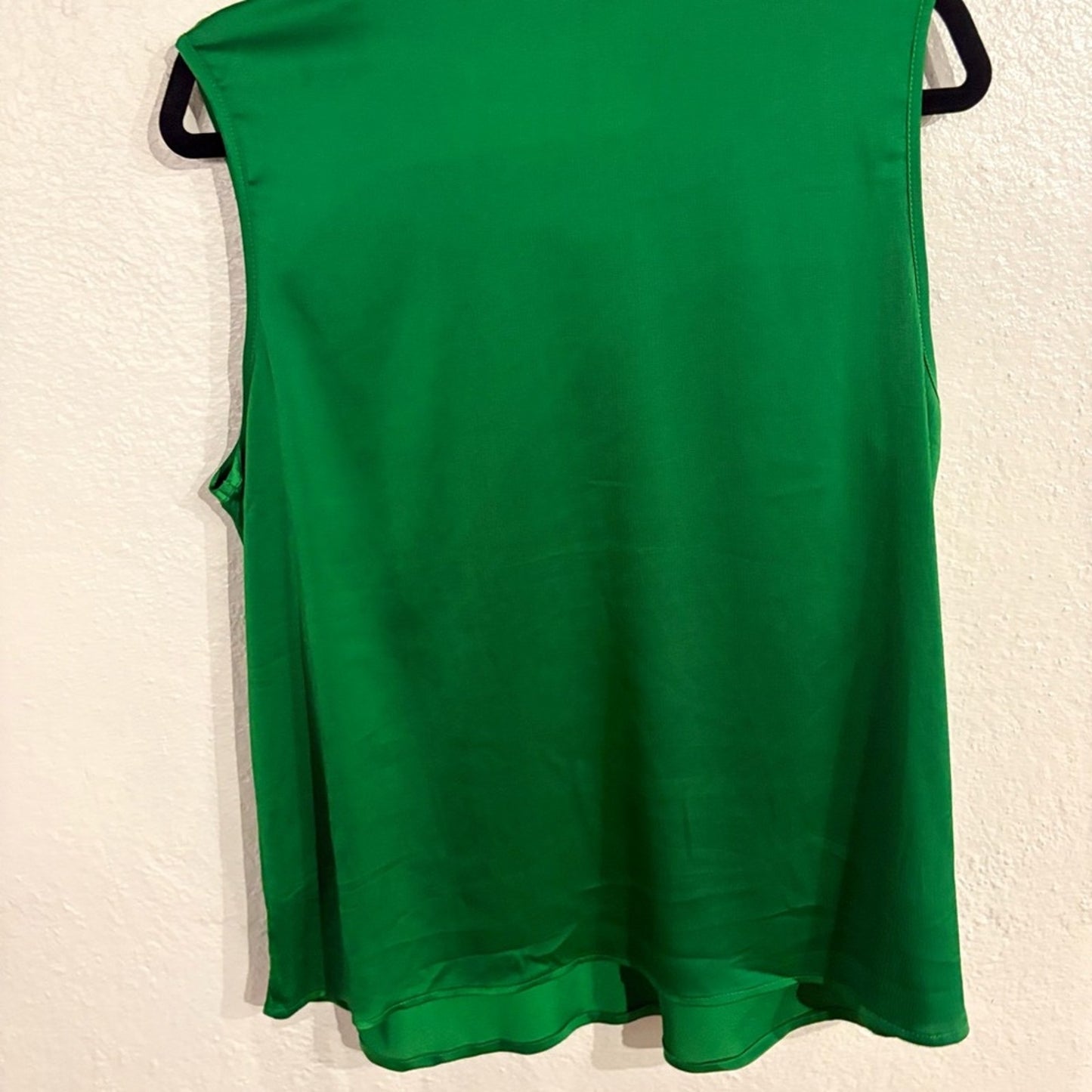 Green Satin Cowl Neck Sleeveless Blouse