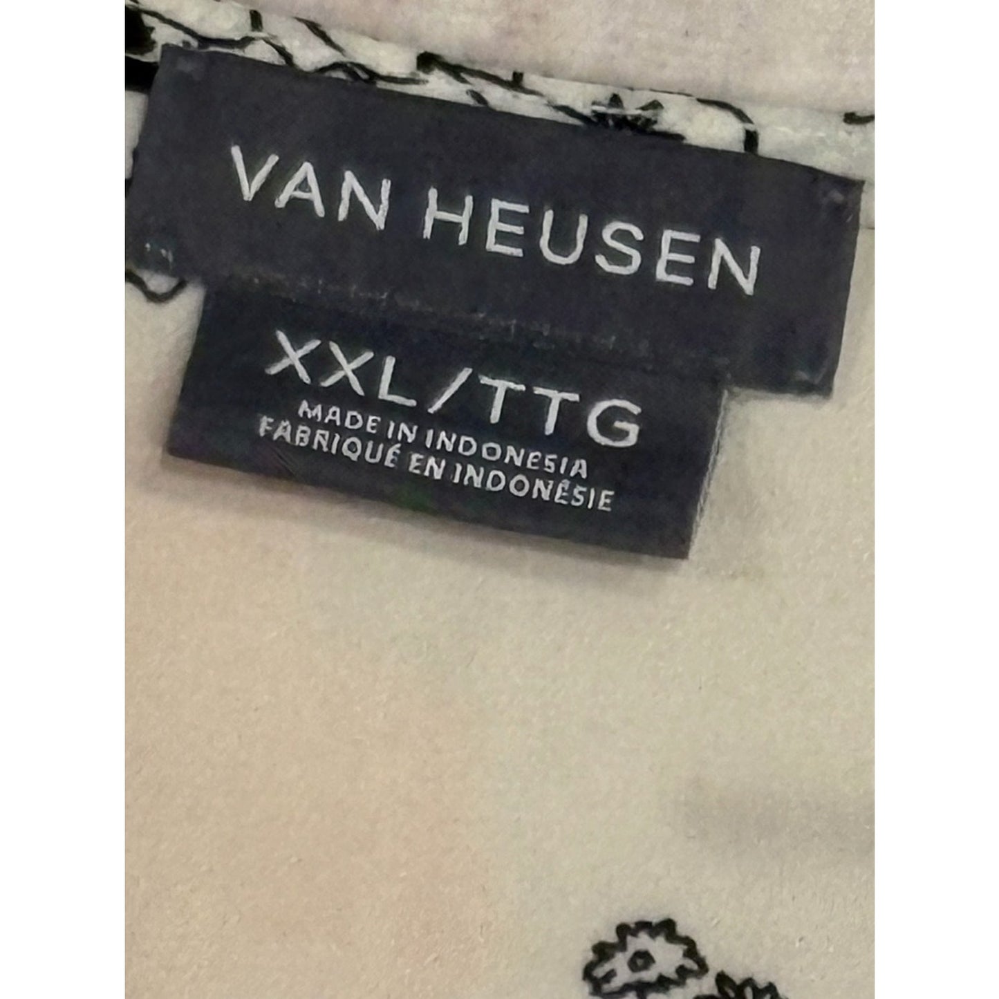 Van Heusen Cream Floral Sleeveless Tank with Black Print