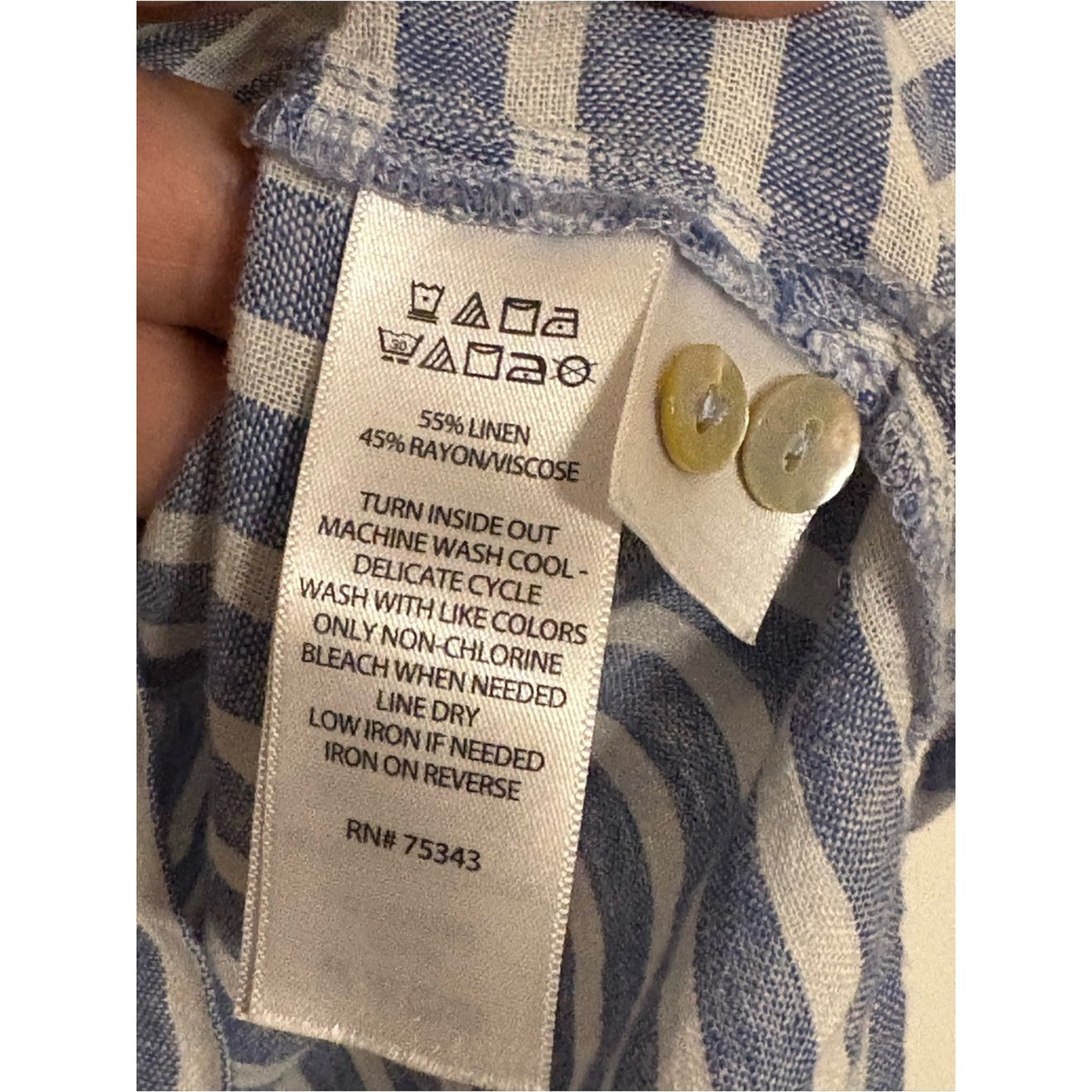 Tahari Blue and White Striped Button-Down Tunic