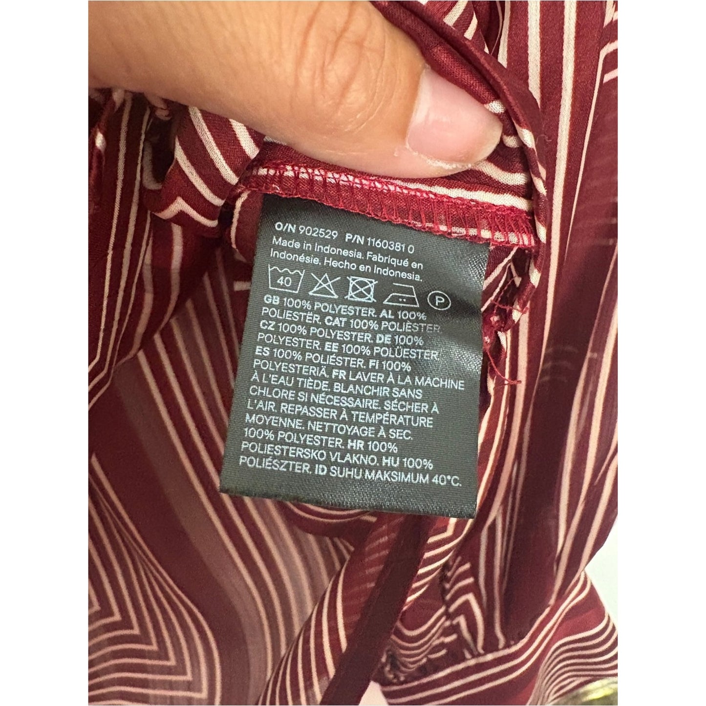 H&M Burgundy Geometric High-Neck Blouse