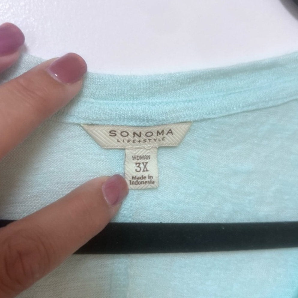 Sonoma Light Blue Lace Sleeve Henley Tunic
