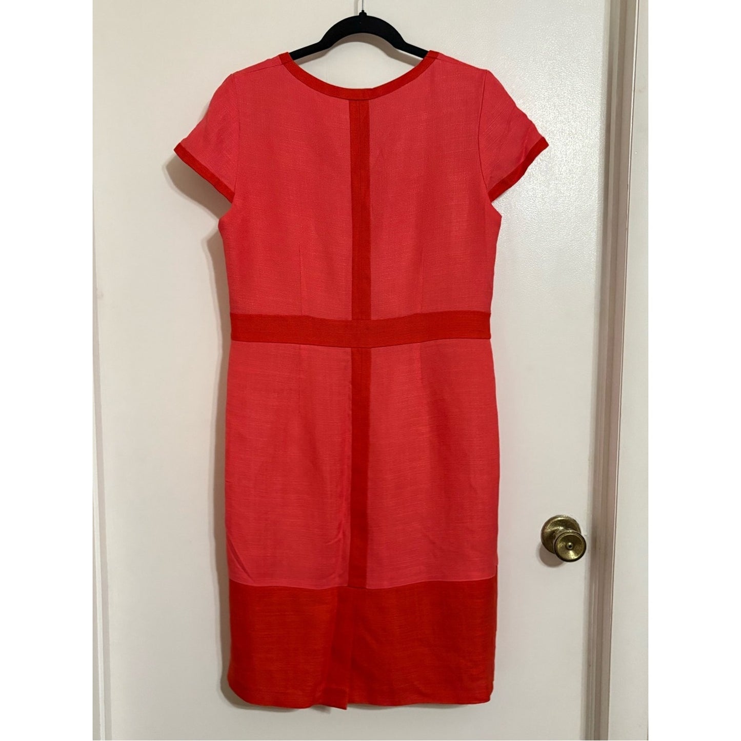 Boden Coral and Red Colorblock Midi Dress