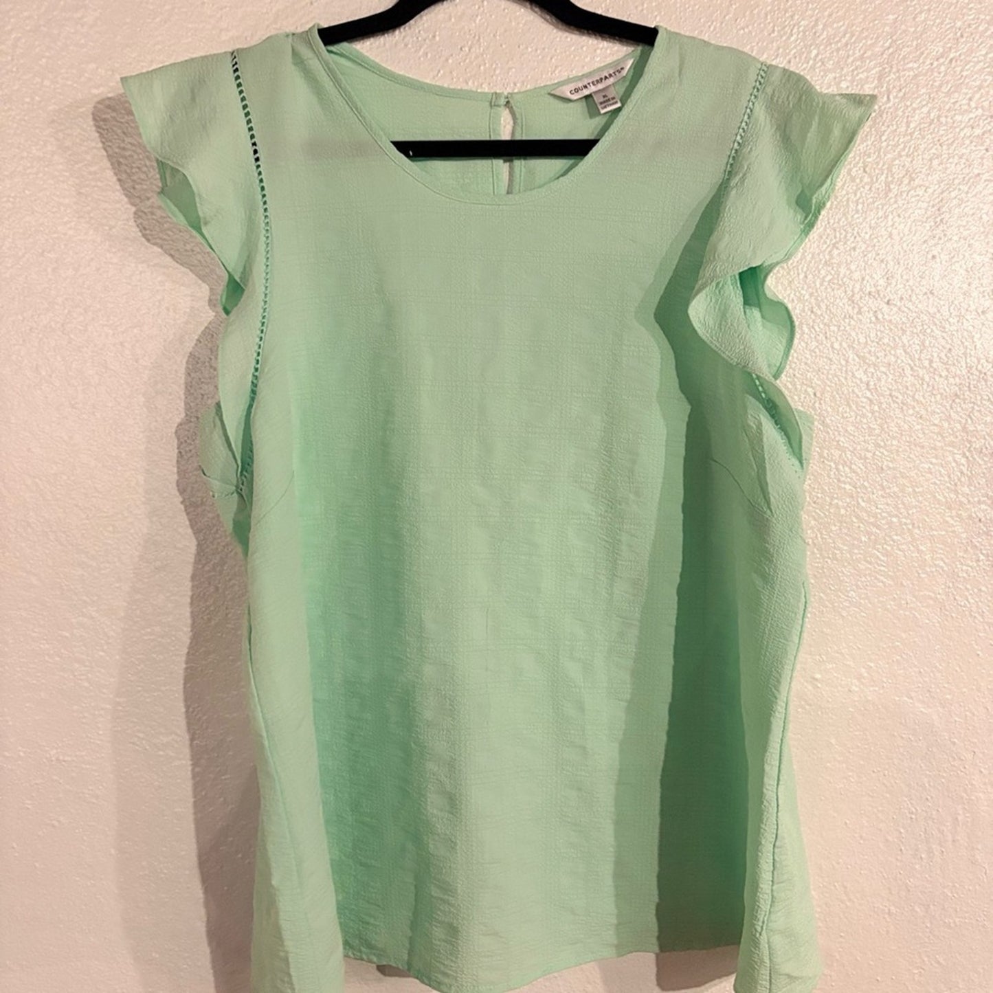 Counterparts Mint Green Flutter Sleeve Blouse