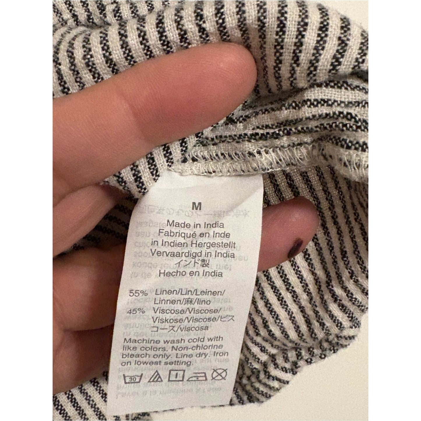 J. Crew Black and White Striped Button Tank