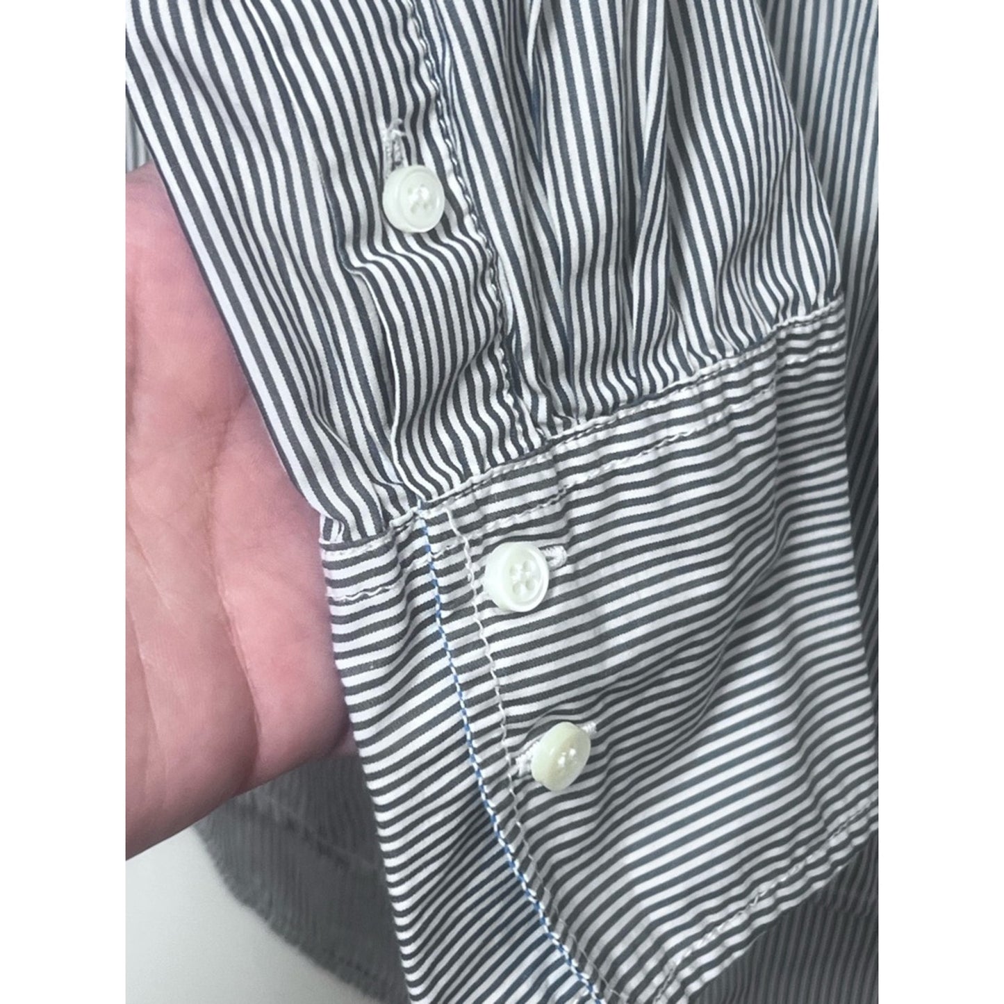 JCrew Blue and White Striped Button-Front Shirt with Blue Bib