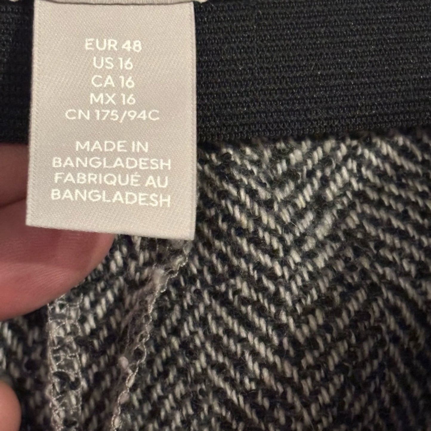 H&M Black and Gray Herringbone Trousers