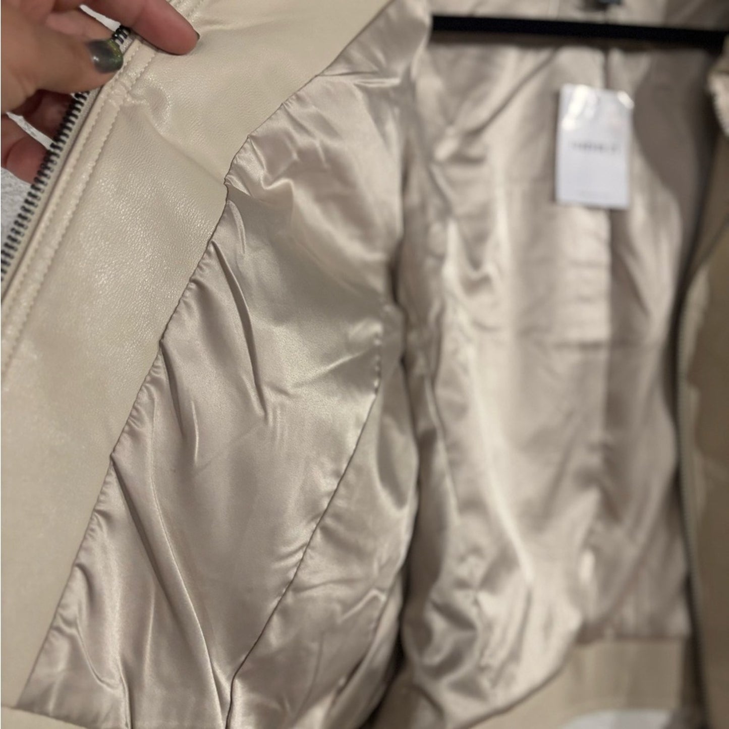 Forever 21 Beige Faux Leather Zip Jacket