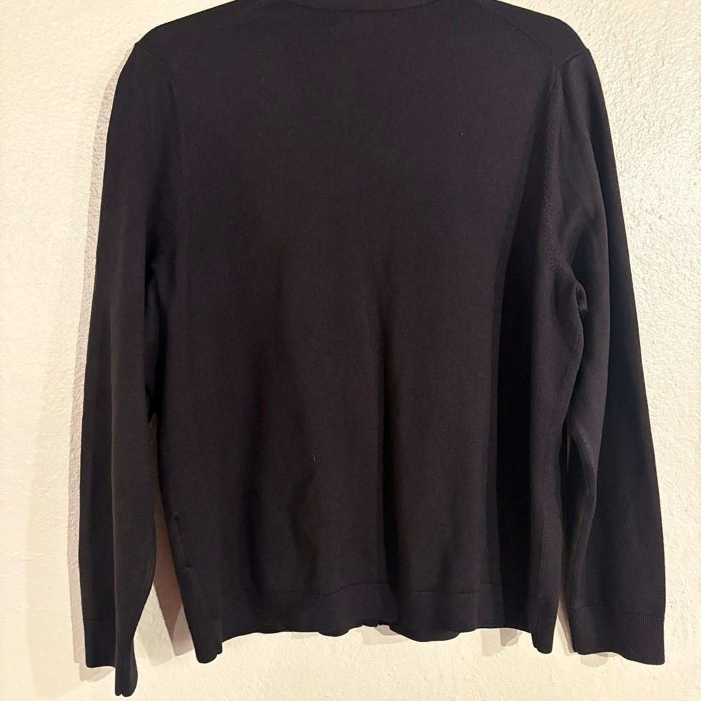 Lands' End Black V-Neck Button-Front Women's Cardigan